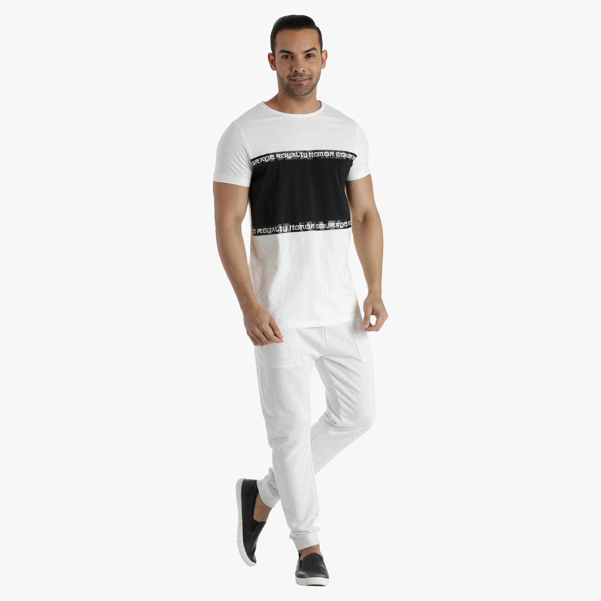 Printed Cotton T-Shirt with Crew Neck and Mesh Panel in Regular Fit-men-clothing-tshirtsandpolos-tshirts-image-5