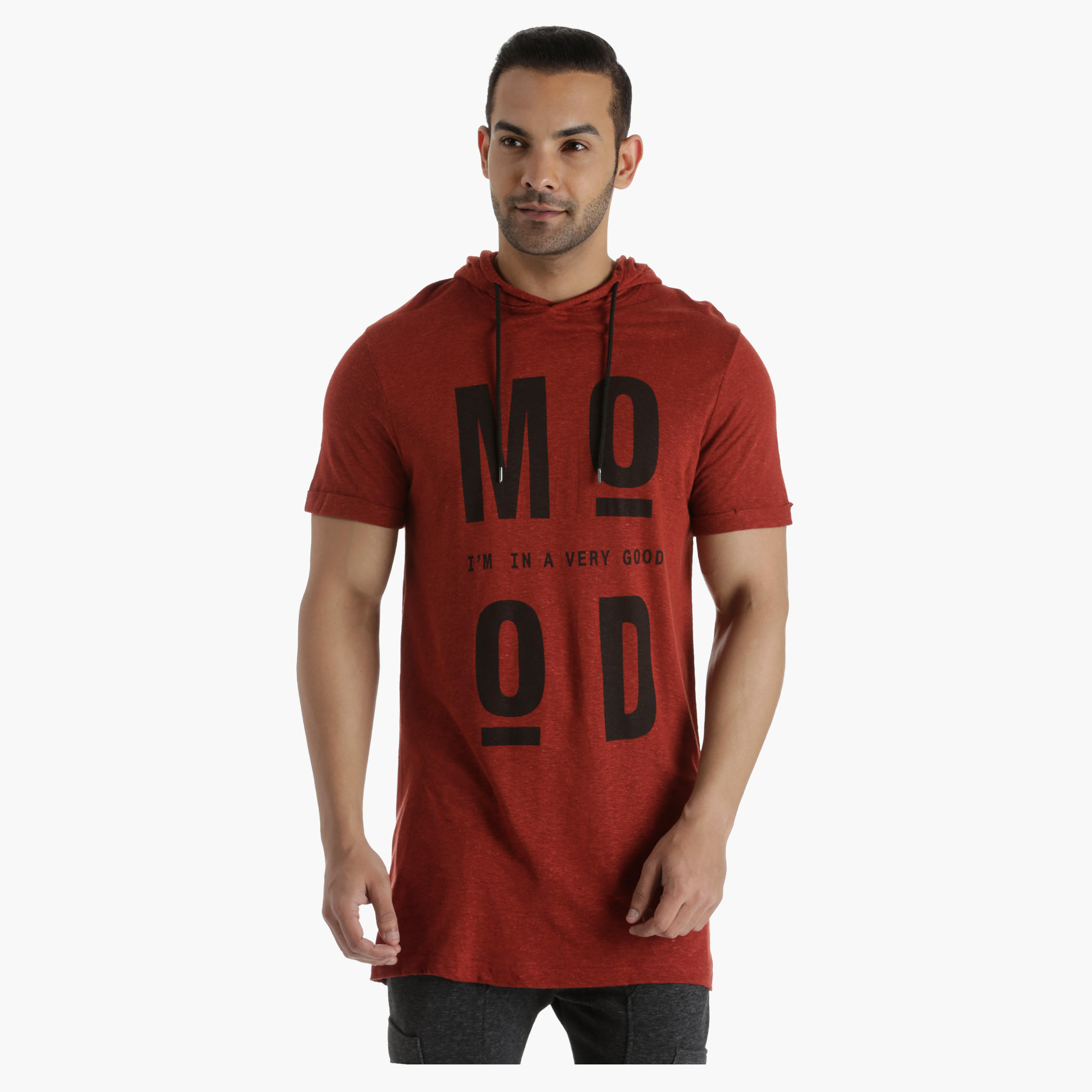 Printed Cotton T-Shirt with Hood in Regular Fit-men-winterwear-hoodiesandsweatshirts-image-1