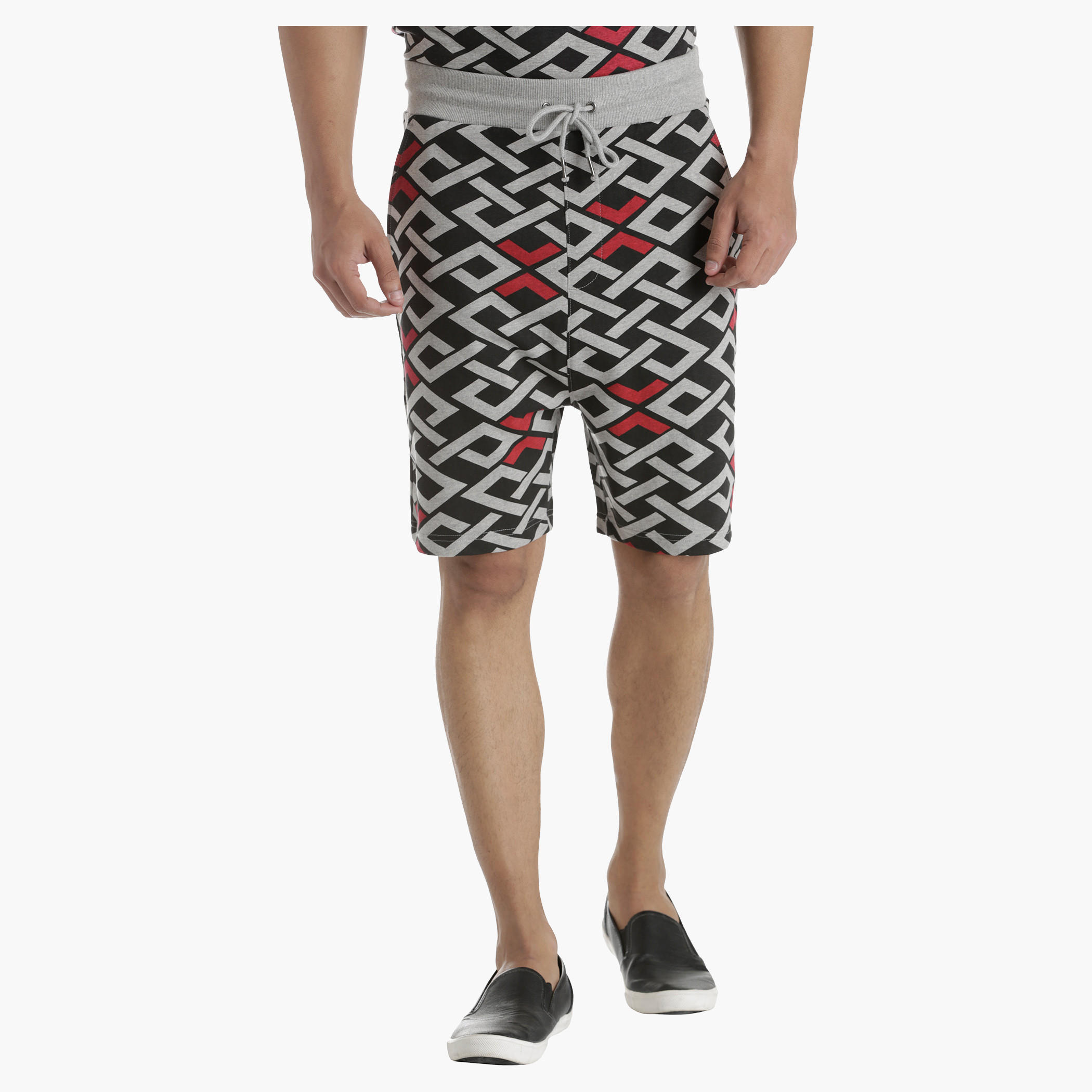 Knit Shorts with All Over Print in Regular Fit-men-clothing-bottoms-shorts-image-1