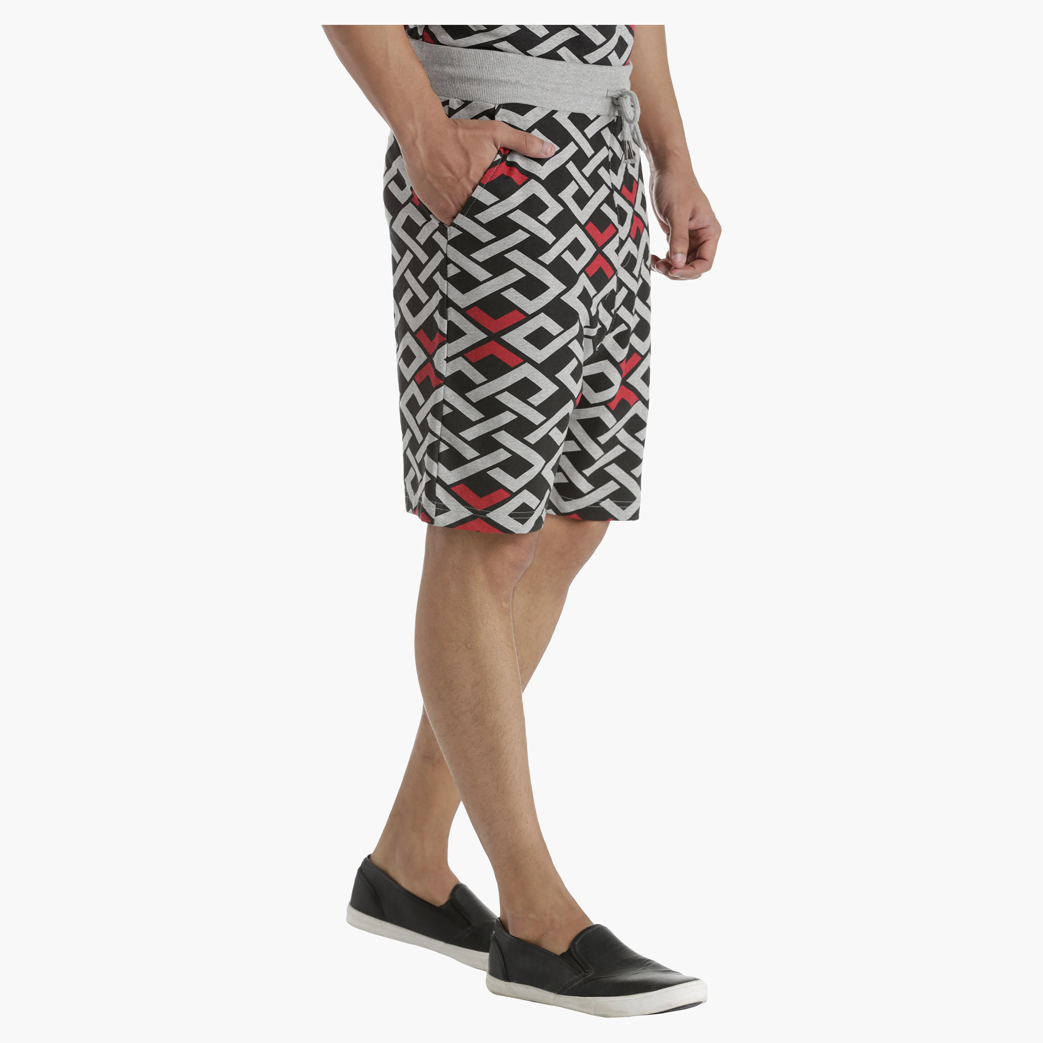 Knit Shorts with All Over Print in Regular Fit-men-clothing-bottoms-shorts-image-3