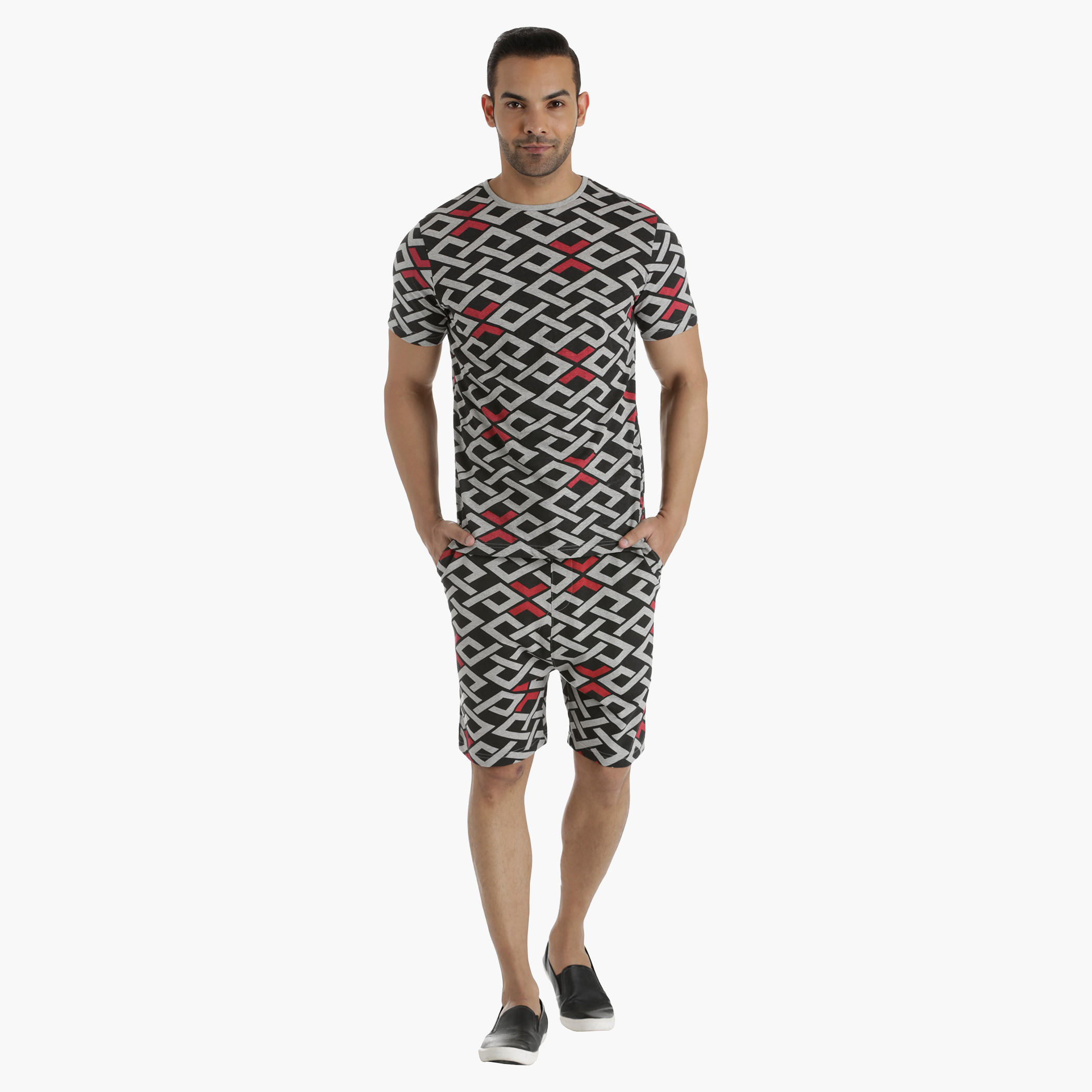 Knit Shorts with All Over Print in Regular Fit-men-clothing-bottoms-shorts-image-5