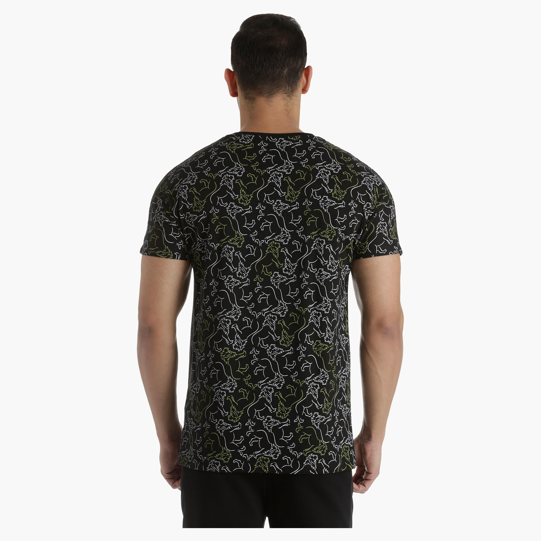 Crew Neck Cotton T-Shirt with All Over Print in Regular Fit-men-clothing-tshirtsandpolos-tshirts-image-2