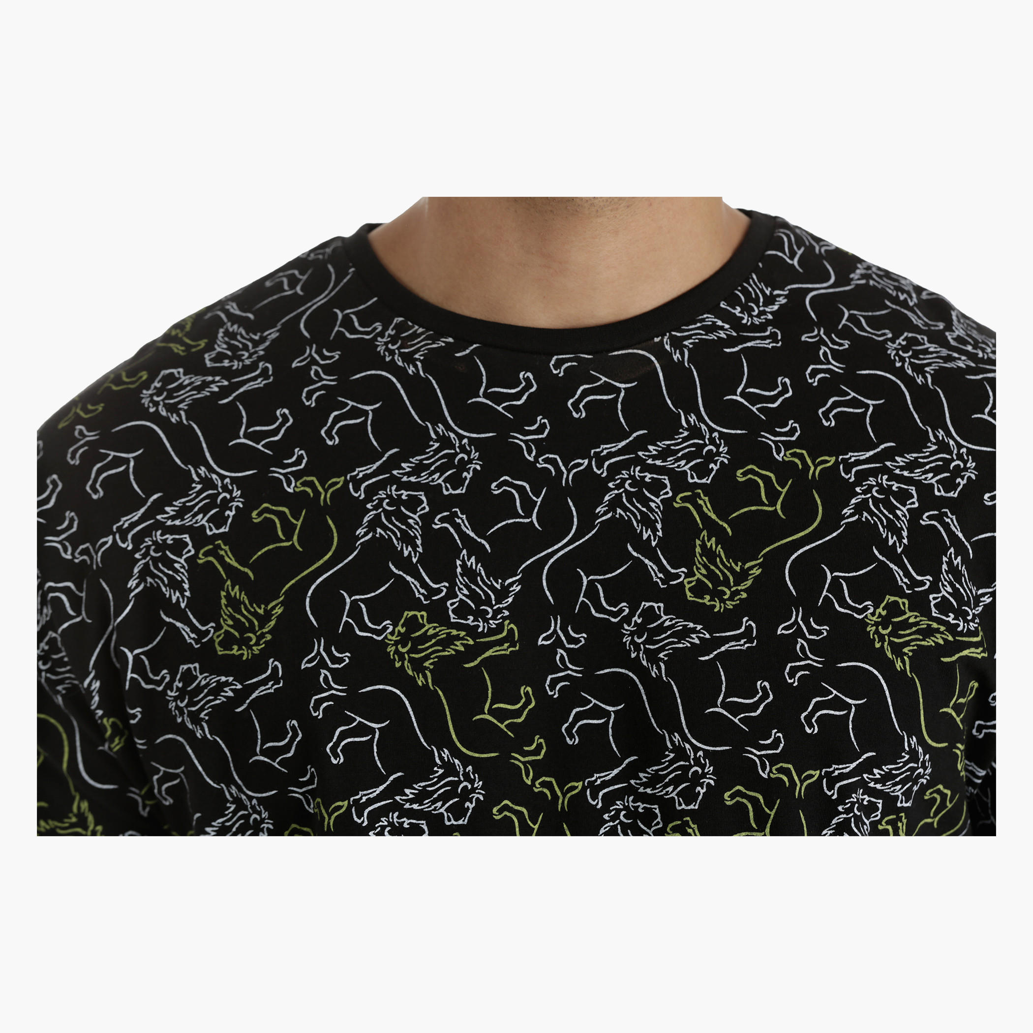 Crew Neck Cotton T-Shirt with All Over Print in Regular Fit-men-clothing-tshirtsandpolos-tshirts-image-4
