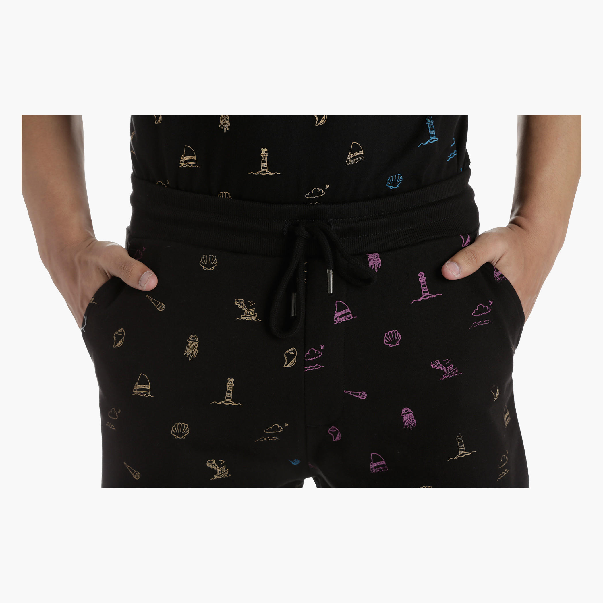Knit Cotton Shorts with All Over Print in Regular Fit-men-clothing-bottoms-shorts-image-4