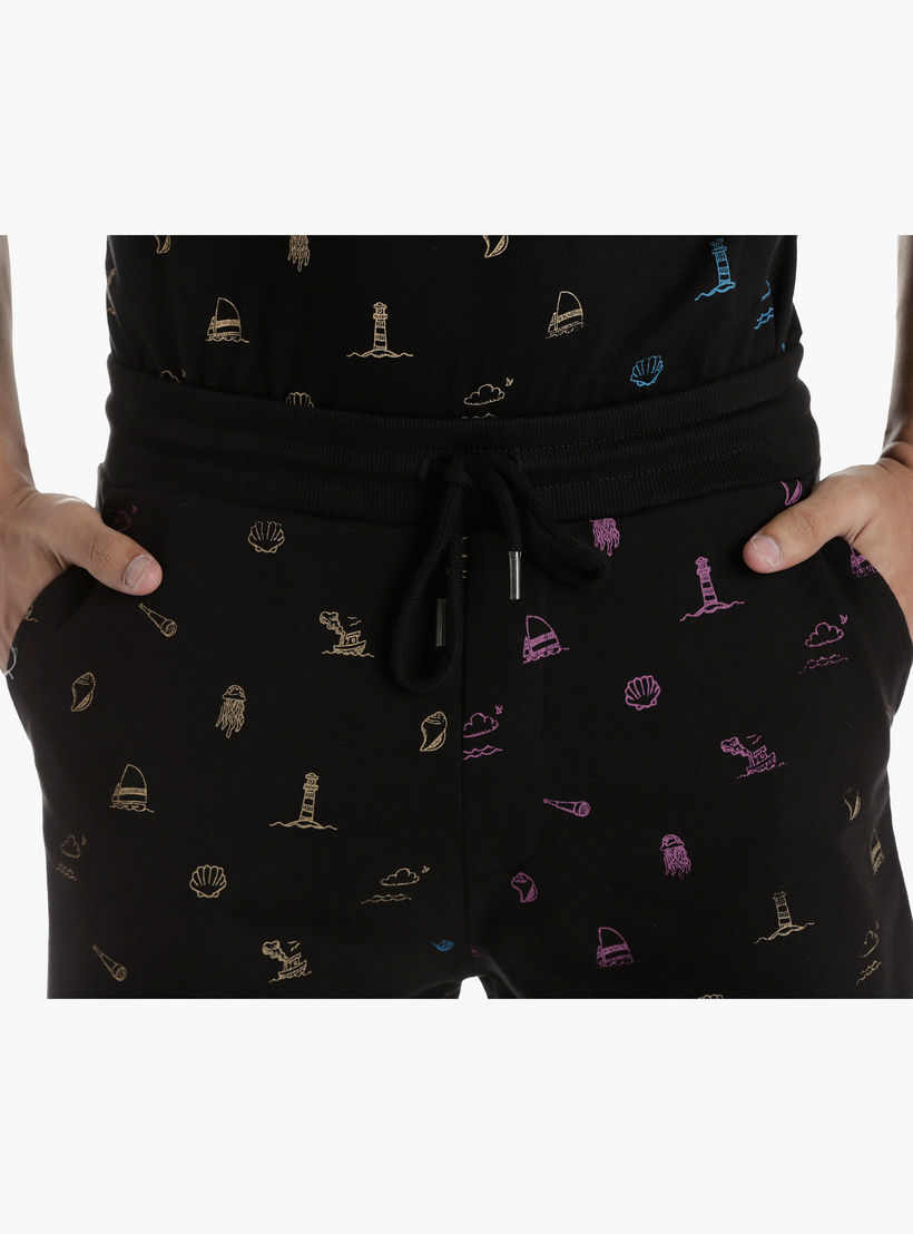 Knit Cotton Shorts with All Over Print in Regular Fit-men-clothing-bottoms-shorts-image-4