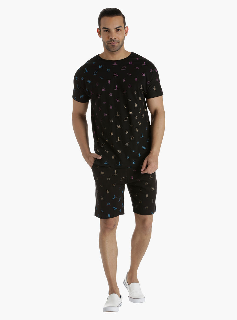 Knit Cotton Shorts with All Over Print in Regular Fit-men-clothing-bottoms-shorts-image-5