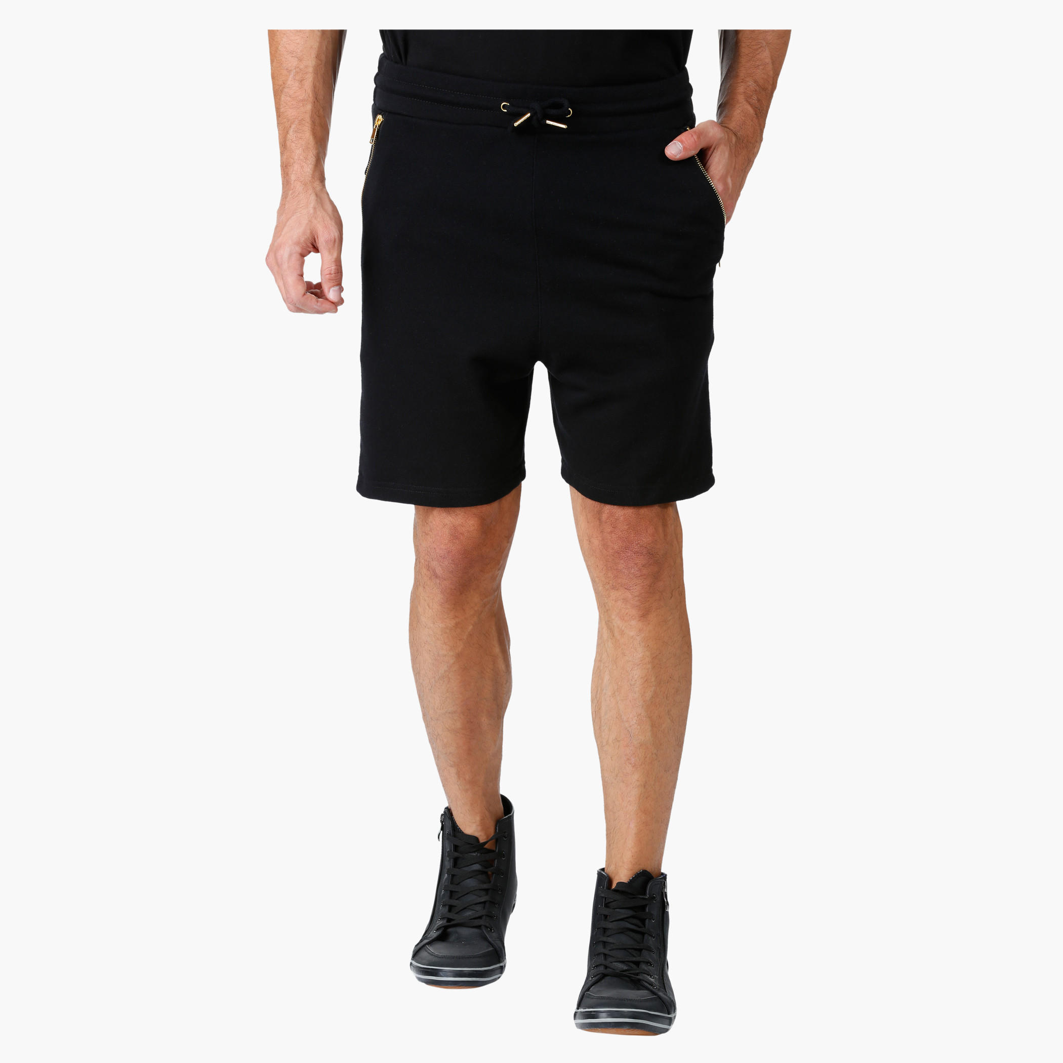Drawstring Shorts with Zippered Pockets in Regular Fit-men-clothing-bottoms-shorts-image-1