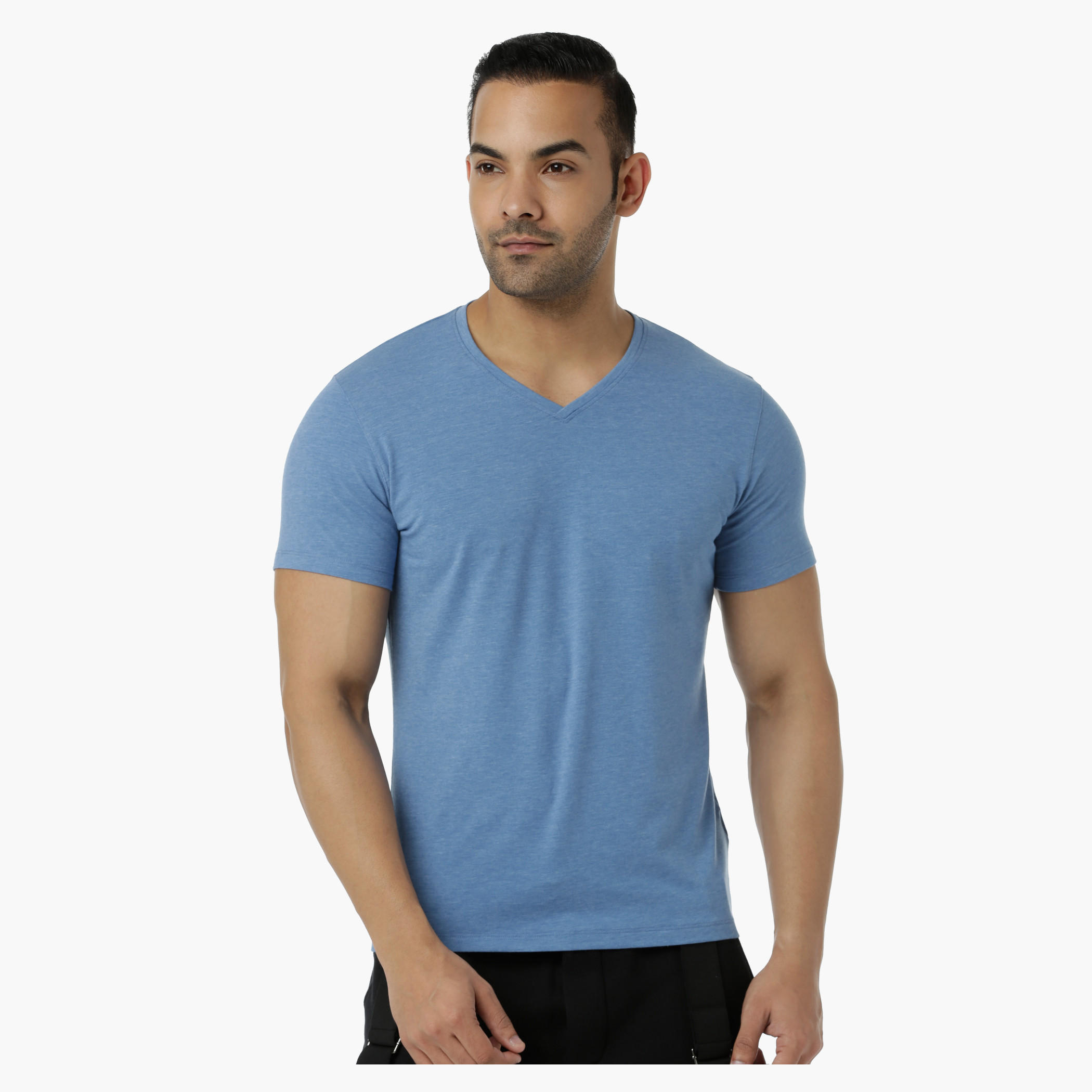 Basic T-Shirt with V-Neck and Short Sleeves in Muscle Fit-men-clothing-tshirtsandpolos-tshirts-image-1