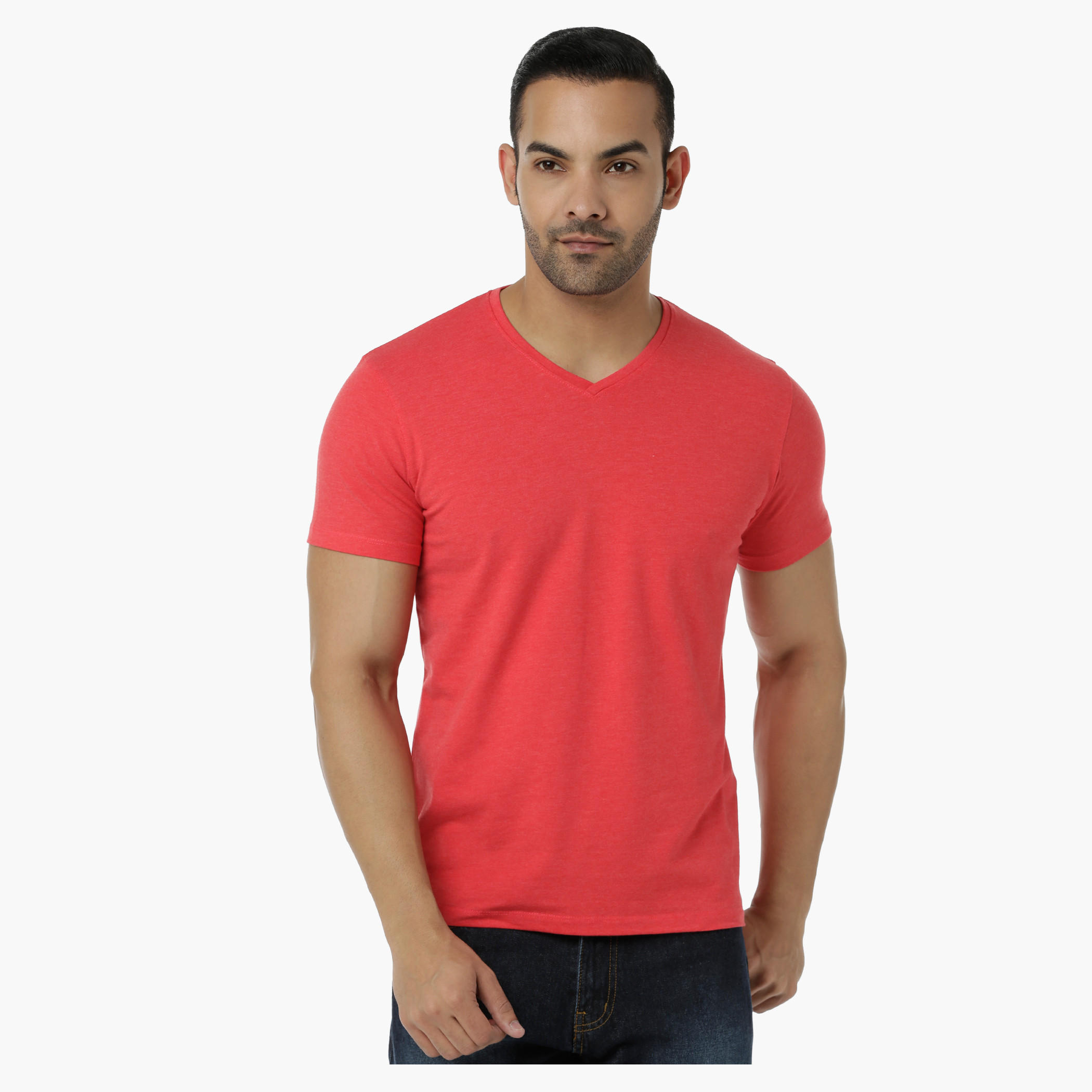 Basic T-Shirt with V-Neck and Short Sleeves in Muscle Fit-men-clothing-tshirtsandpolos-tshirts-image-5