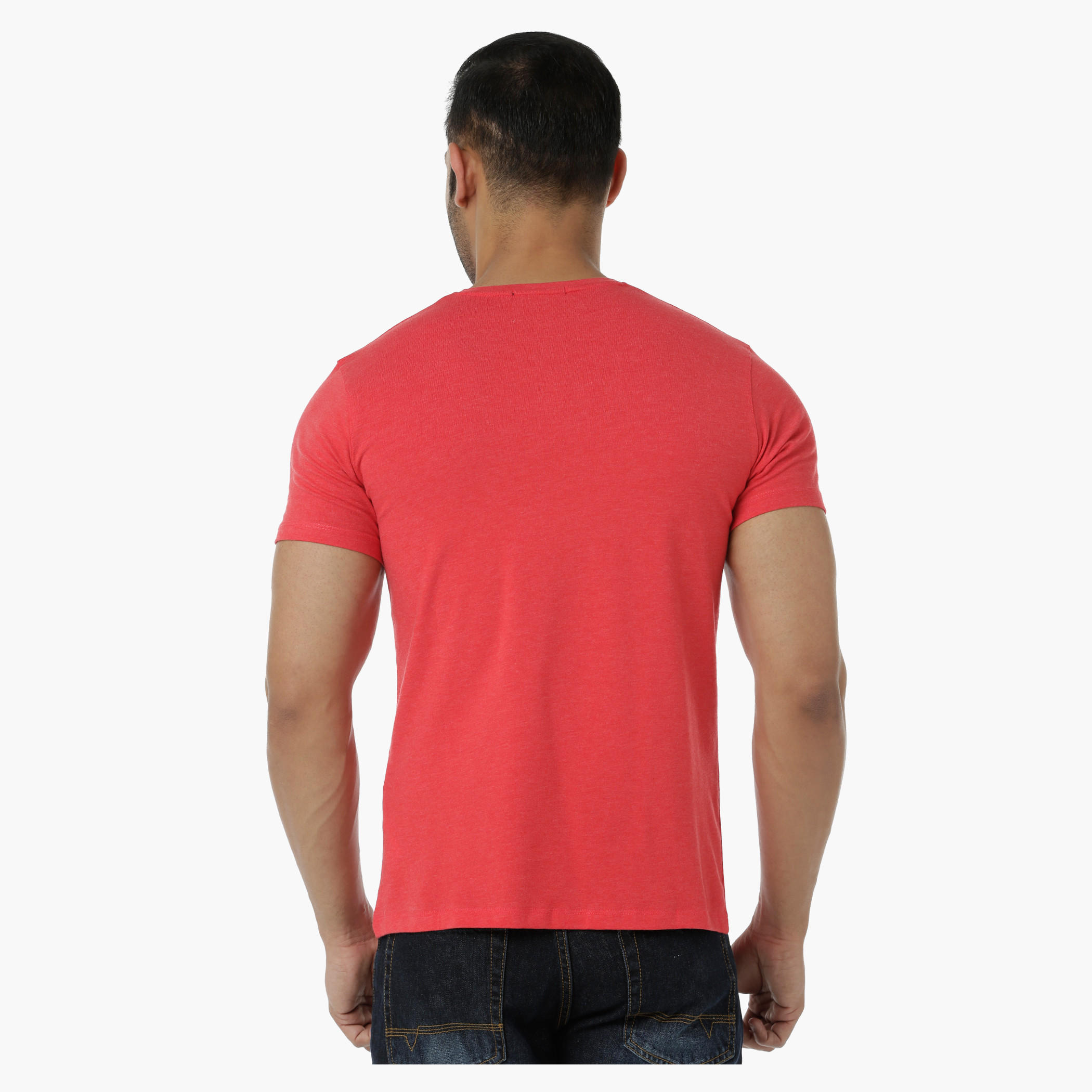 Basic T-Shirt with V-Neck and Short Sleeves in Muscle Fit-men-clothing-tshirtsandpolos-tshirts-image-2