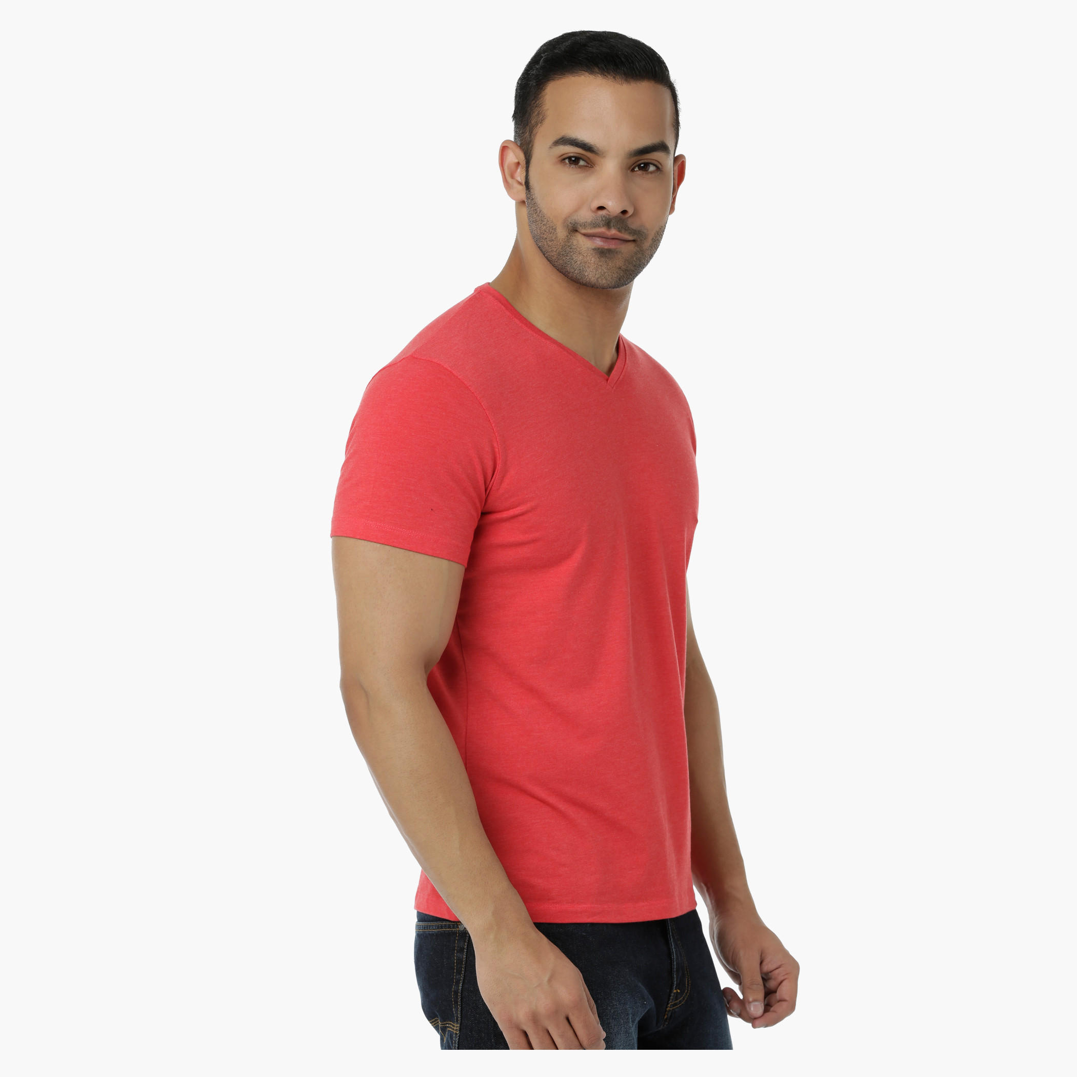 Basic T-Shirt with V-Neck and Short Sleeves in Muscle Fit-men-clothing-tshirtsandpolos-tshirts-image-3