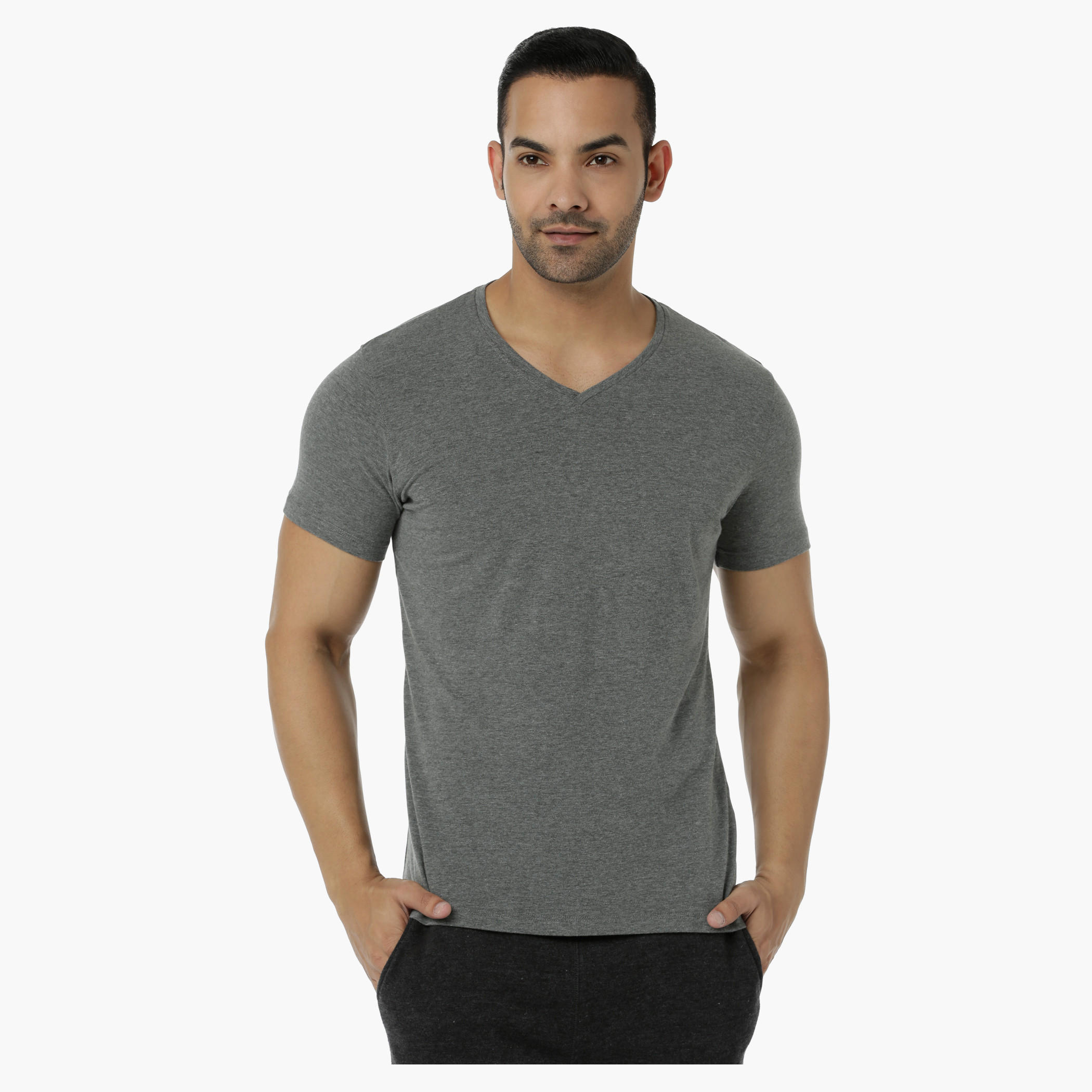 Basic T-Shirt with V-Neck and Short Sleeves in Muscle Fit-men-clothing-tshirtsandpolos-tshirts-image-6