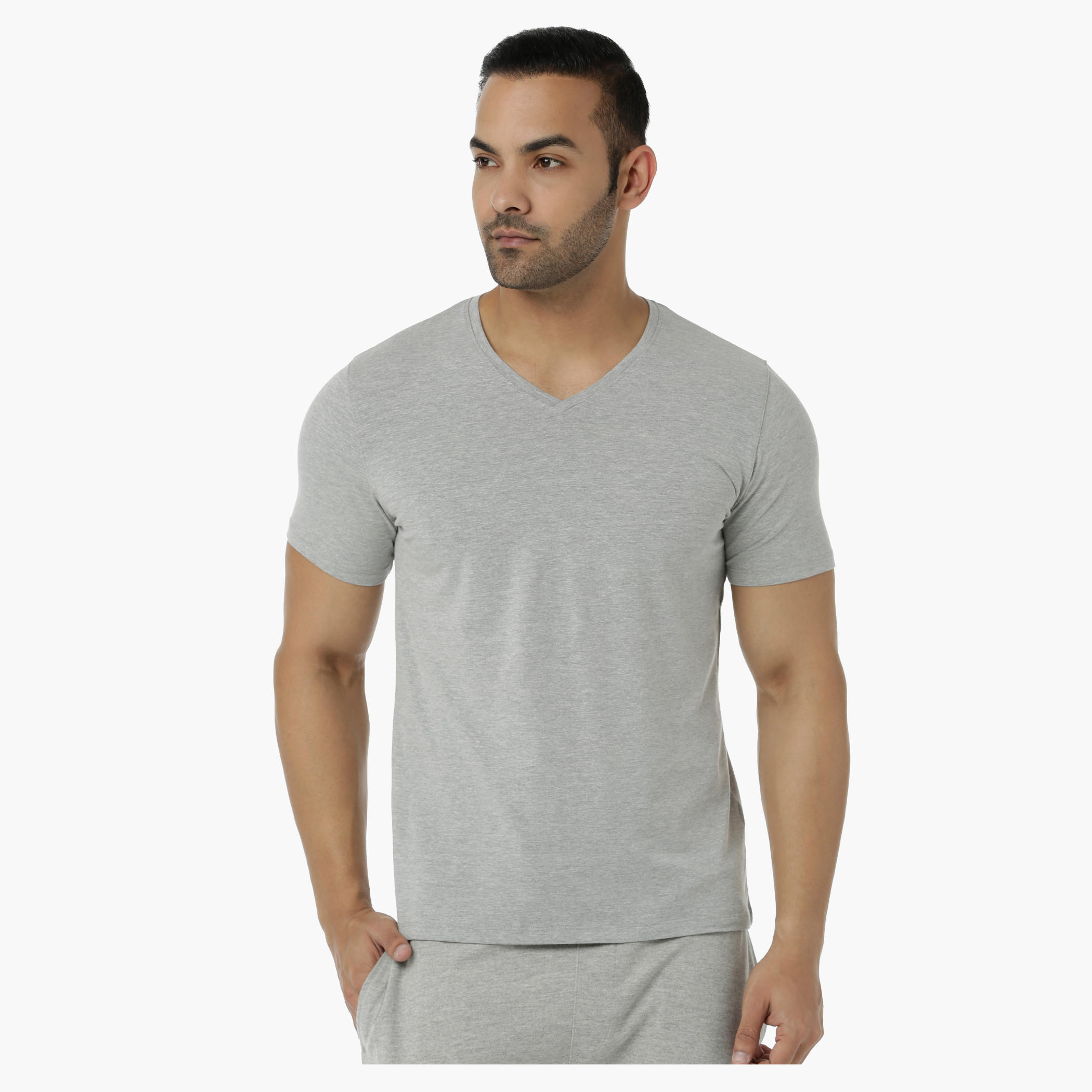 Basic T-Shirt with V-Neck and Short Sleeves in Muscle Fit-men-clothing-tshirtsandpolos-tshirts-image-11