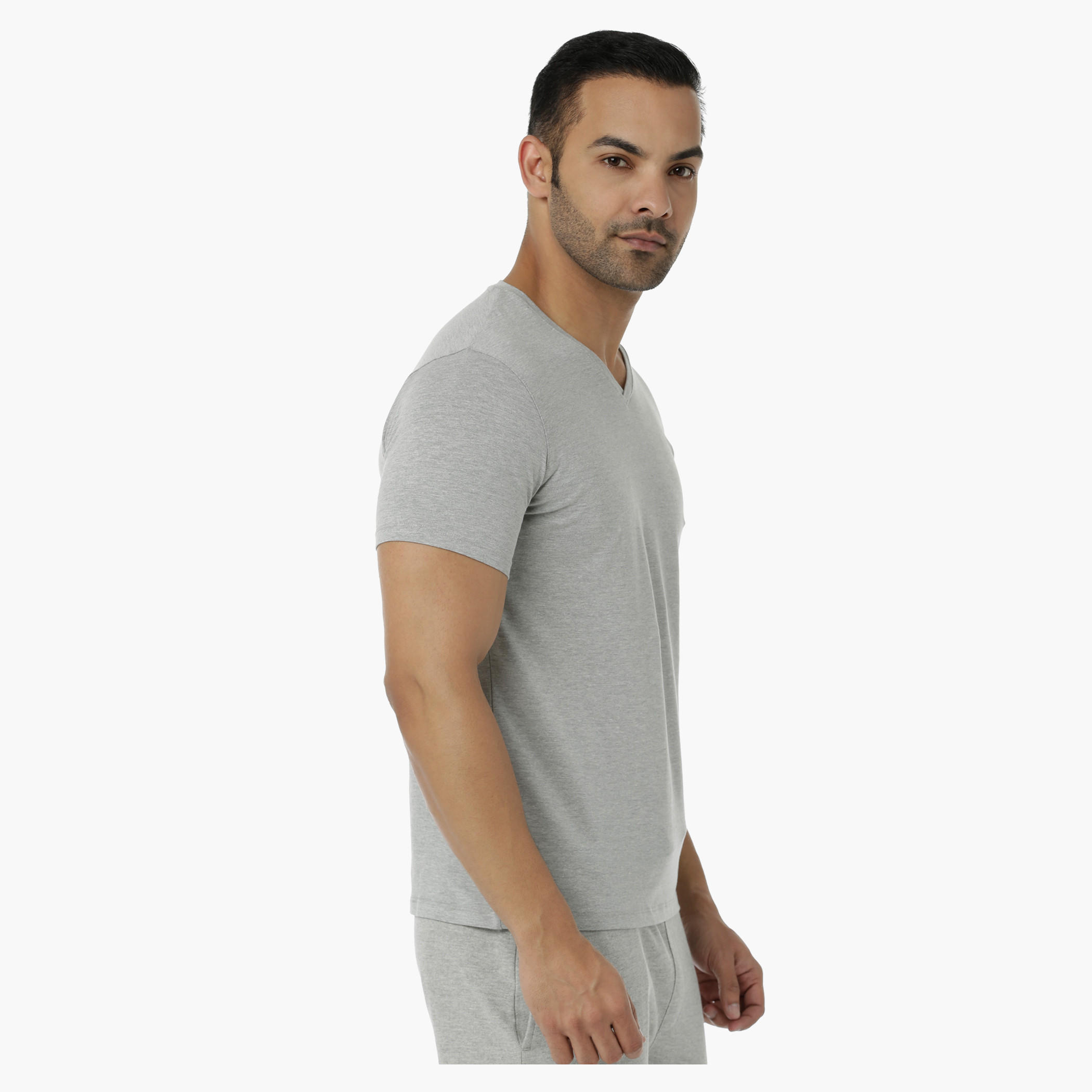 Basic T-Shirt with V-Neck and Short Sleeves in Muscle Fit-men-clothing-tshirtsandpolos-tshirts-image-13
