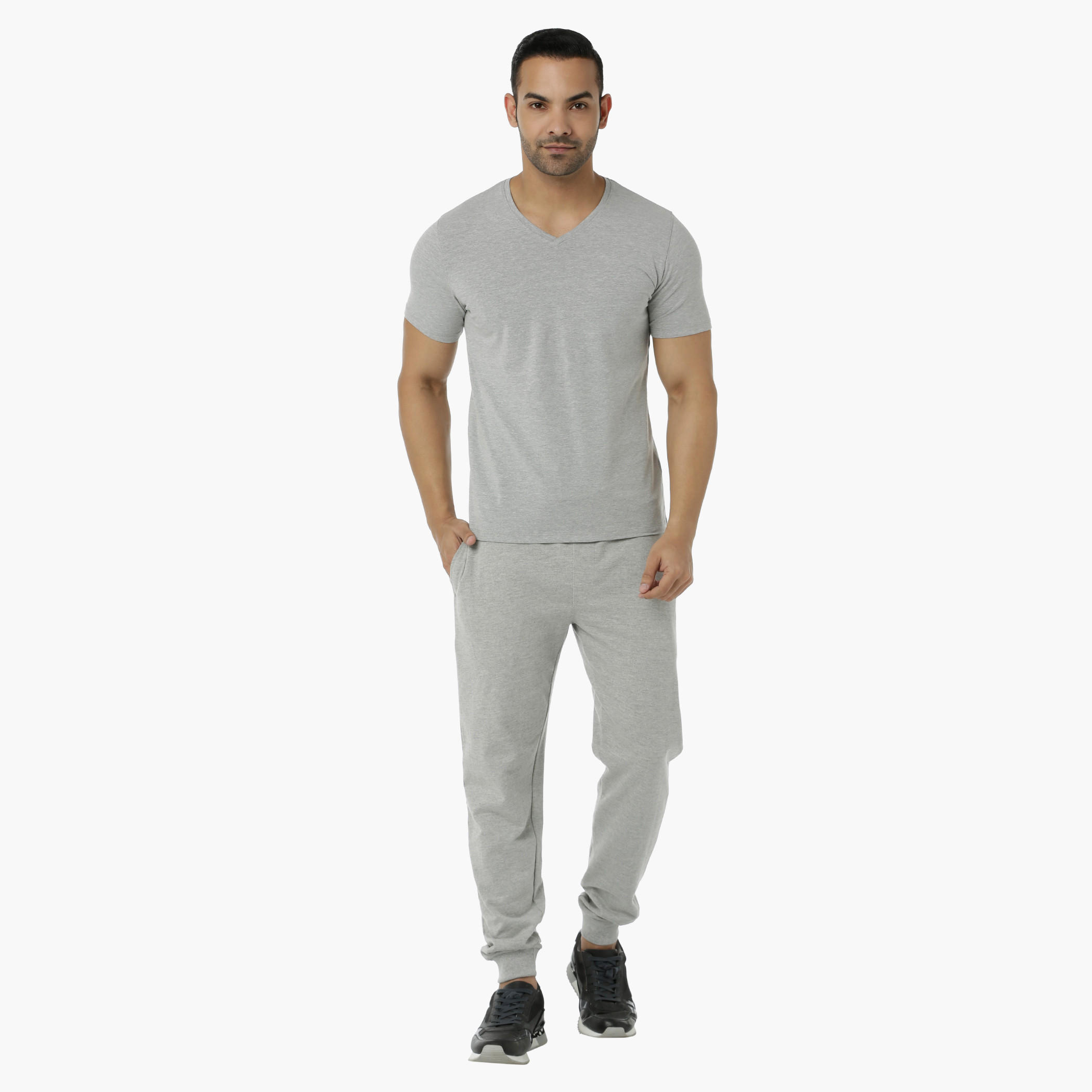 Basic T-Shirt with V-Neck and Short Sleeves in Muscle Fit-men-clothing-tshirtsandpolos-tshirts-image-15