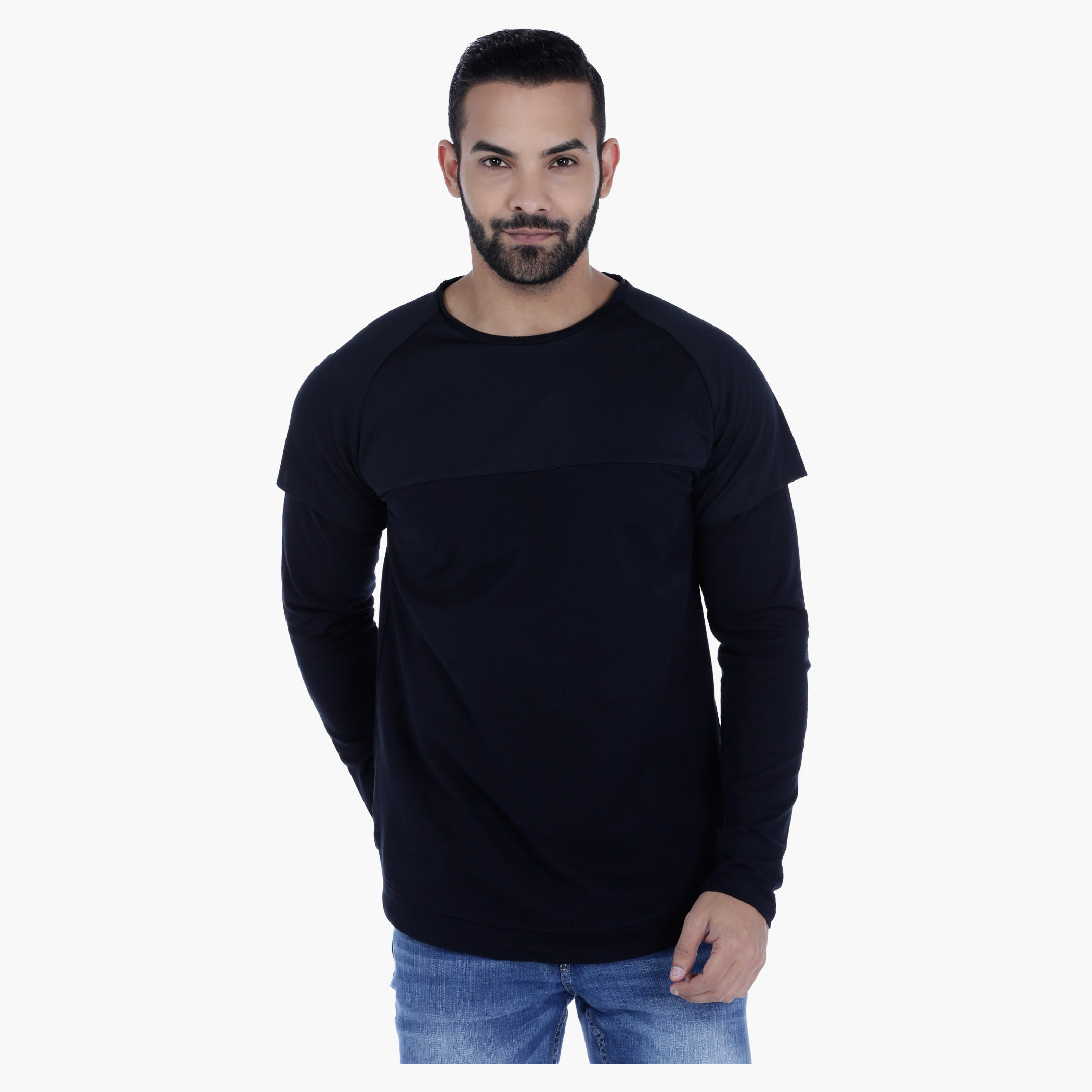 Double Layer Cotton T-Shirt with Long Sleeves-men-clothing-tshirtsandpolos-tshirts-image-1