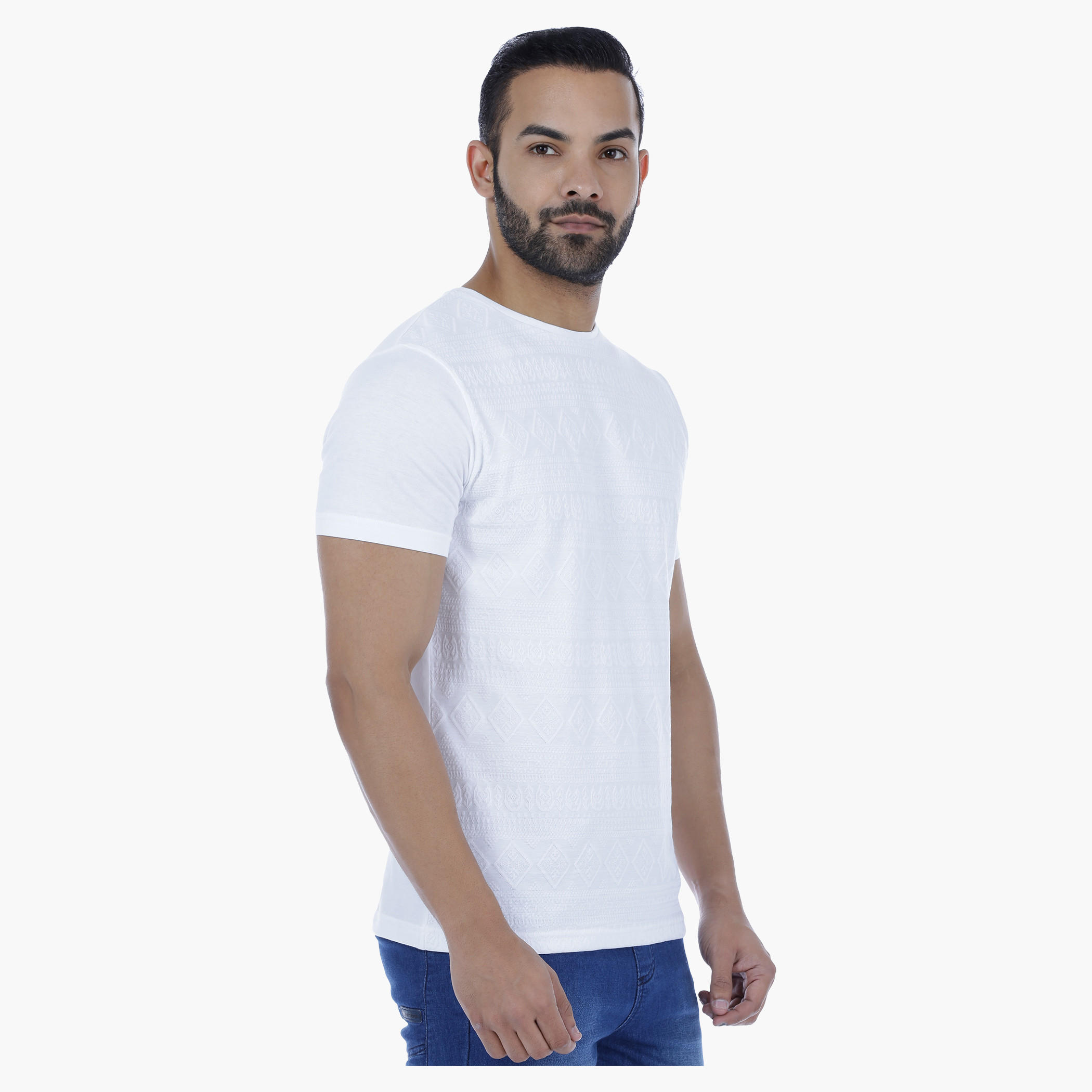 Textured Cotton T-Shirt with Crew Neck-men-clothing-tshirtsandpolos-tshirts-image-3
