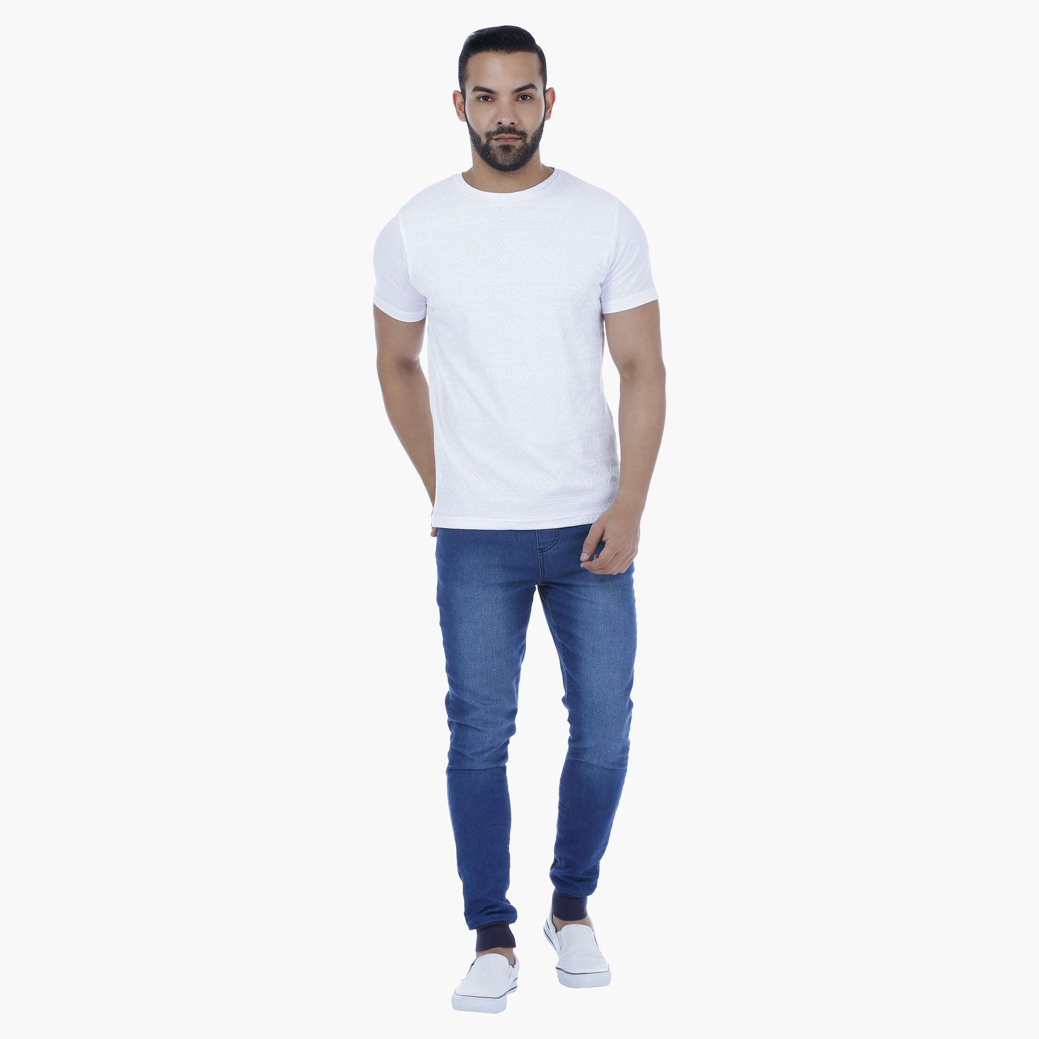 Textured Cotton T-Shirt with Crew Neck-men-clothing-tshirtsandpolos-tshirts-image-5