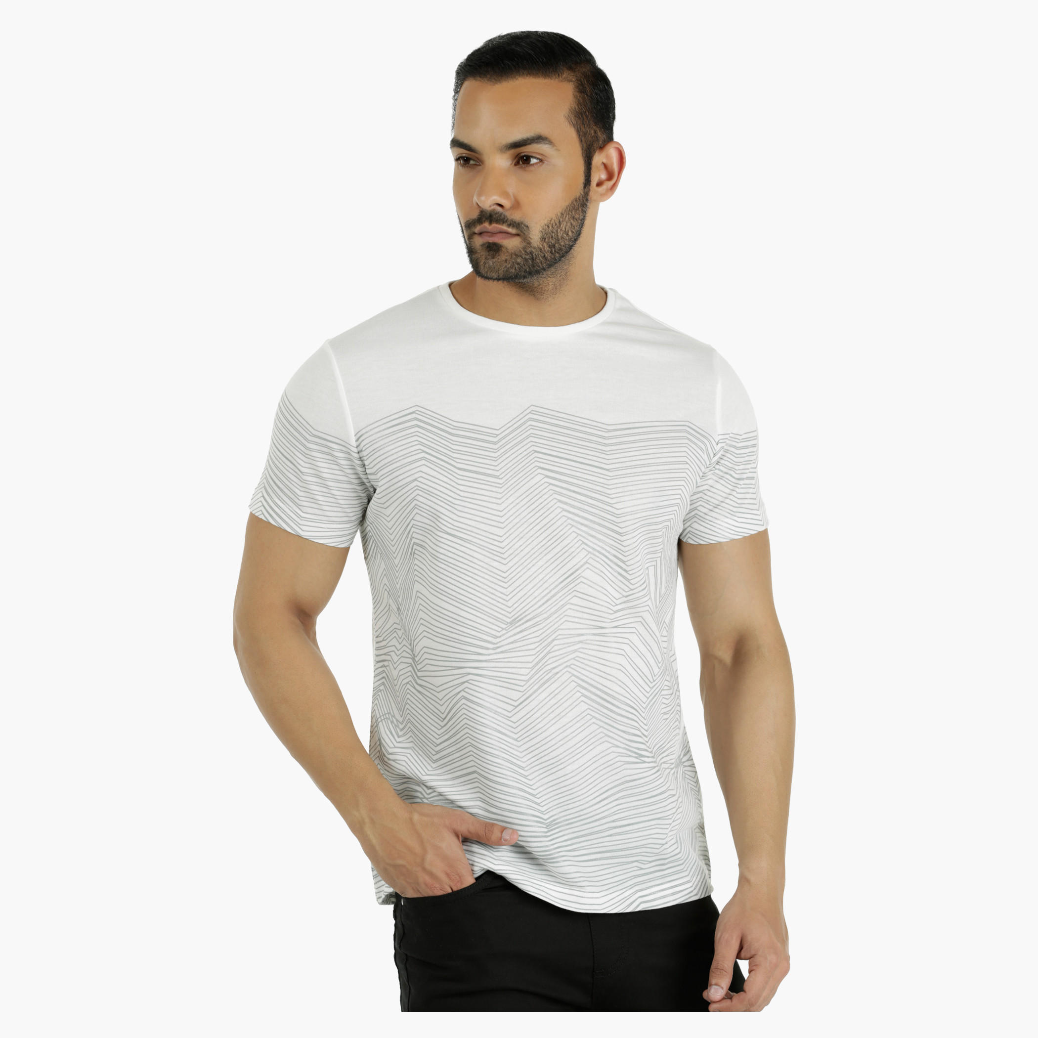 Cotton T-Shirt with Crew Neck and All Over Print in Regular Fit-men-clothing-tshirtsandpolos-tshirts-image-1