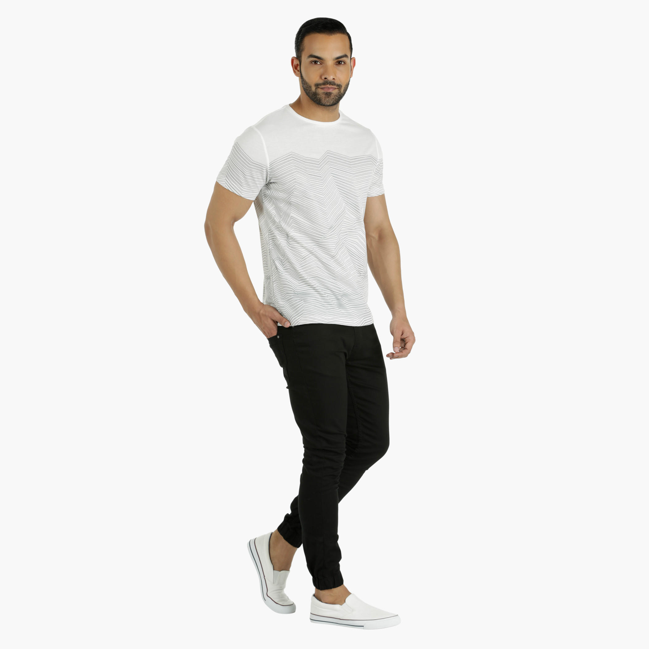 Cotton T-Shirt with Crew Neck and All Over Print in Regular Fit-men-clothing-tshirtsandpolos-tshirts-image-5