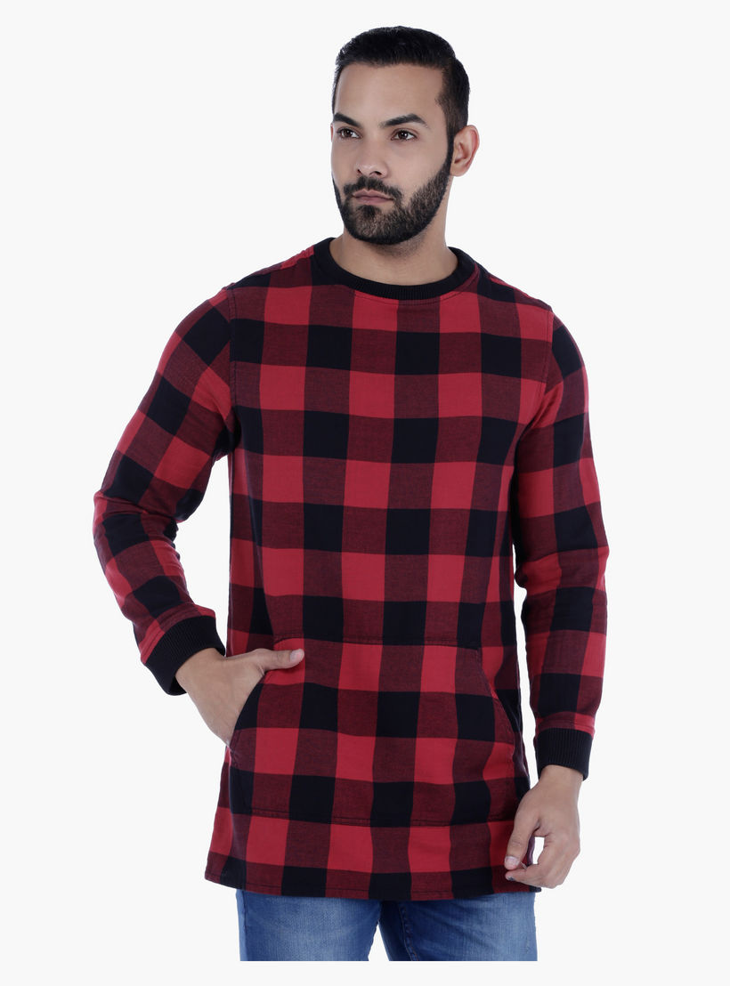 Chequered Long Sleeves T-shirt-men-winterwear-hoodiesandsweatshirts-image-1