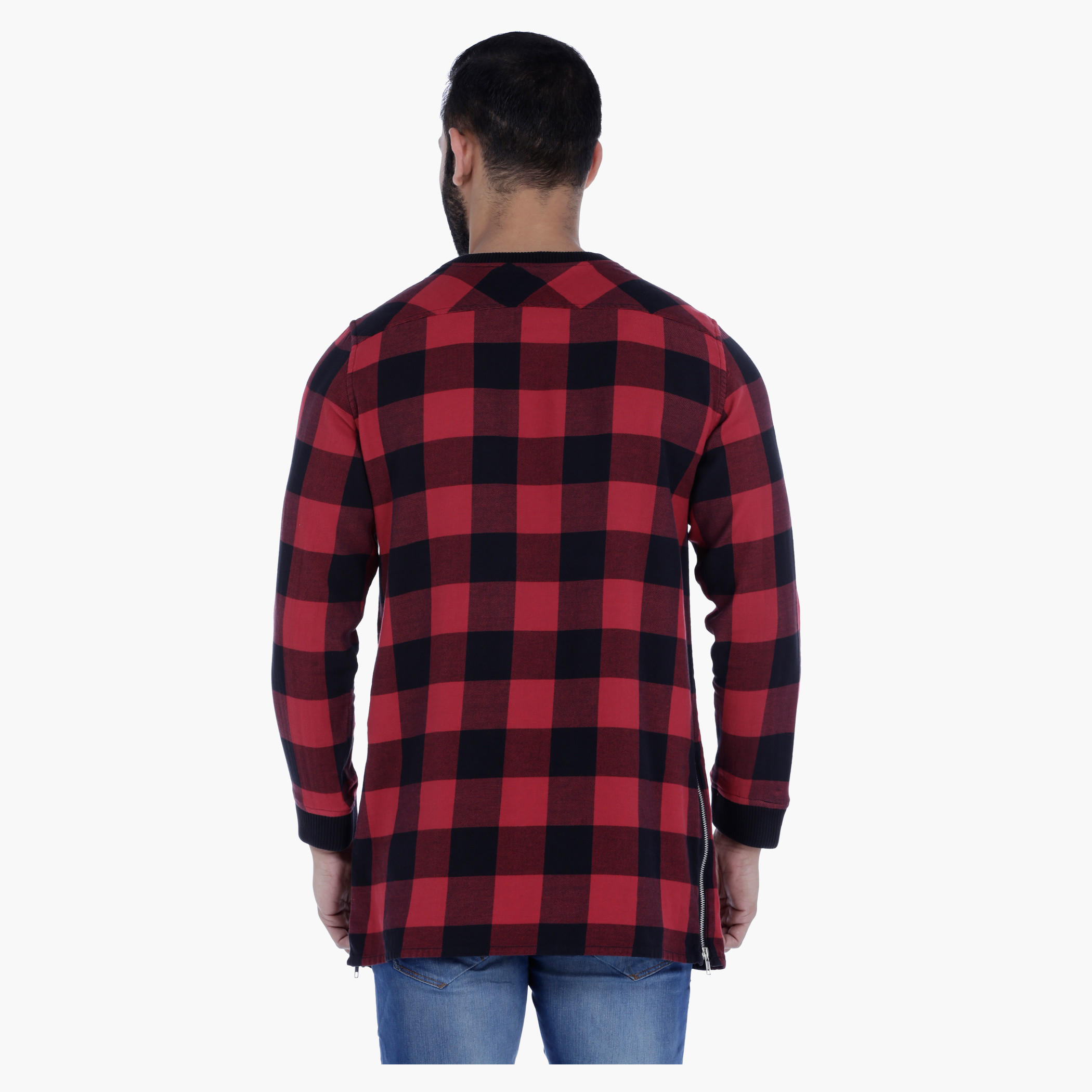 Chequered Long Sleeves T-shirt-men-winterwear-hoodiesandsweatshirts-image-4