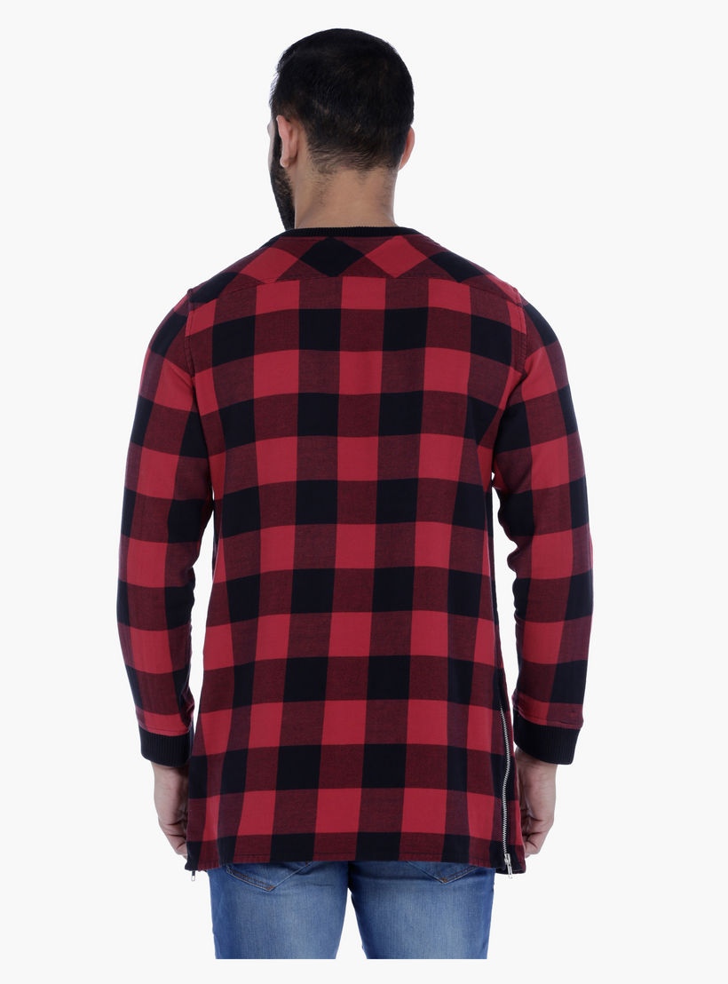 Chequered Long Sleeves T-shirt-men-winterwear-hoodiesandsweatshirts-image-2