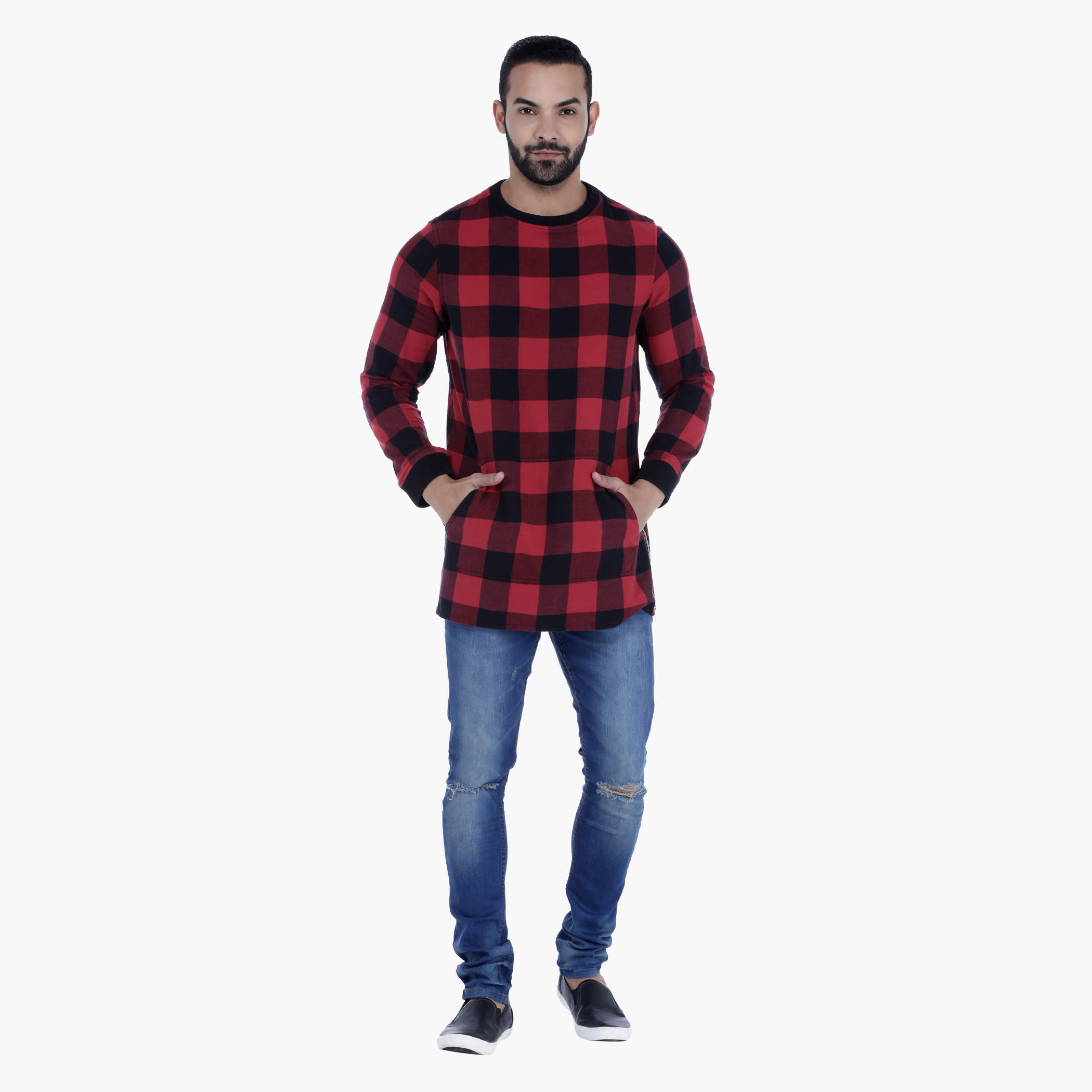 Chequered Long Sleeves T-shirt-men-winterwear-hoodiesandsweatshirts-image-5