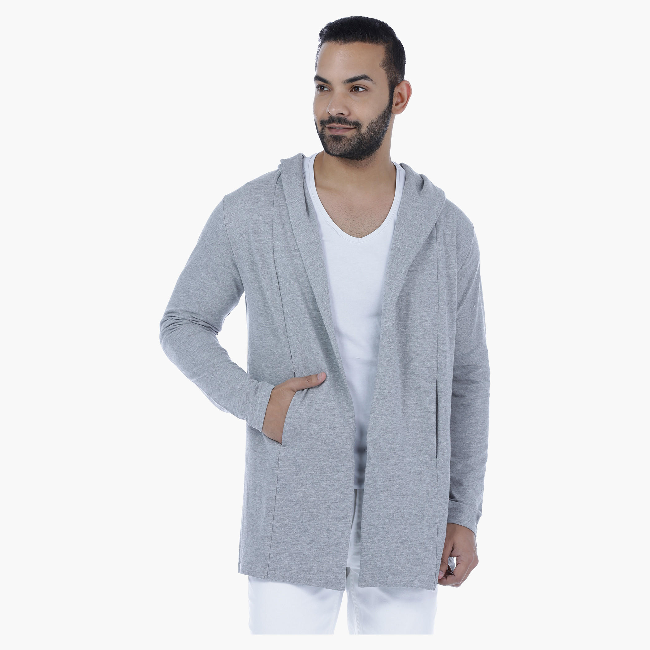 Longline Open Front Cotton Sweater with Hood-men-winterwear-hoodiesandsweatshirts-image-1