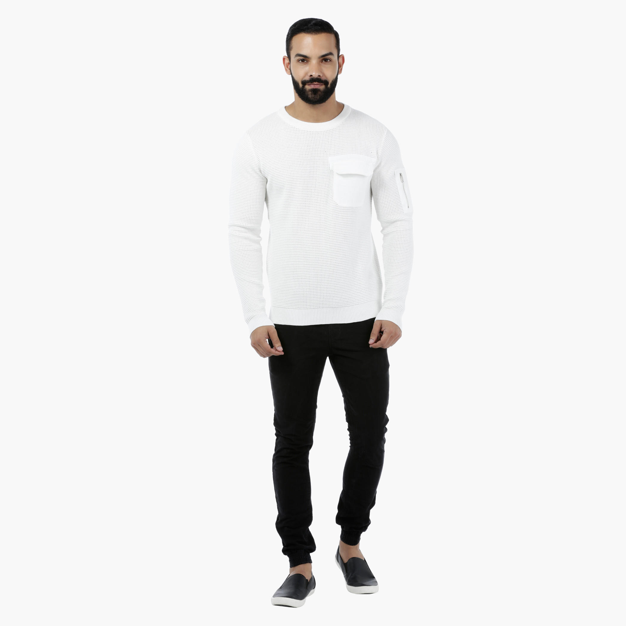 Crew Neck Sweater with Pocket Details-men-clothing-sweatersandpullovers-image-5