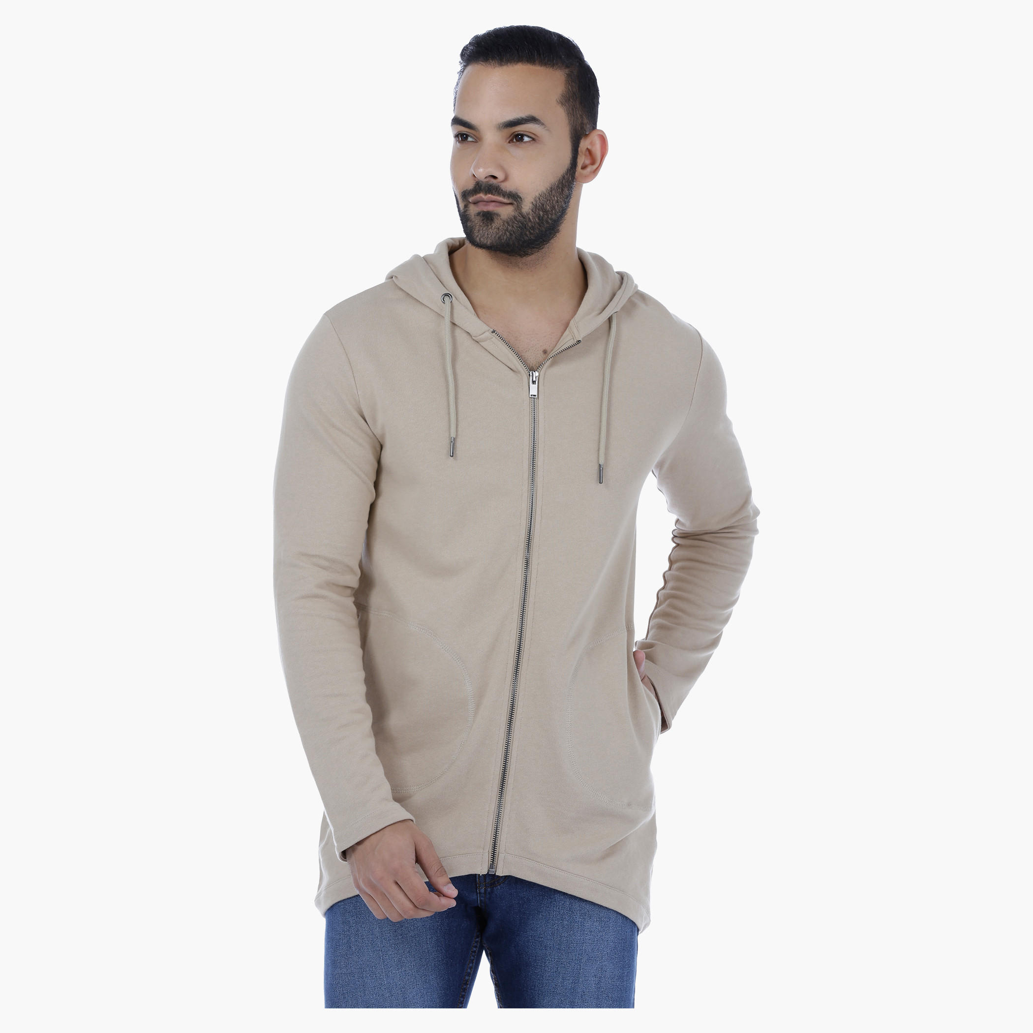 Hooded Cotton Jacket with Zip Closure-men-winterwear-hoodiesandsweatshirts-image-1