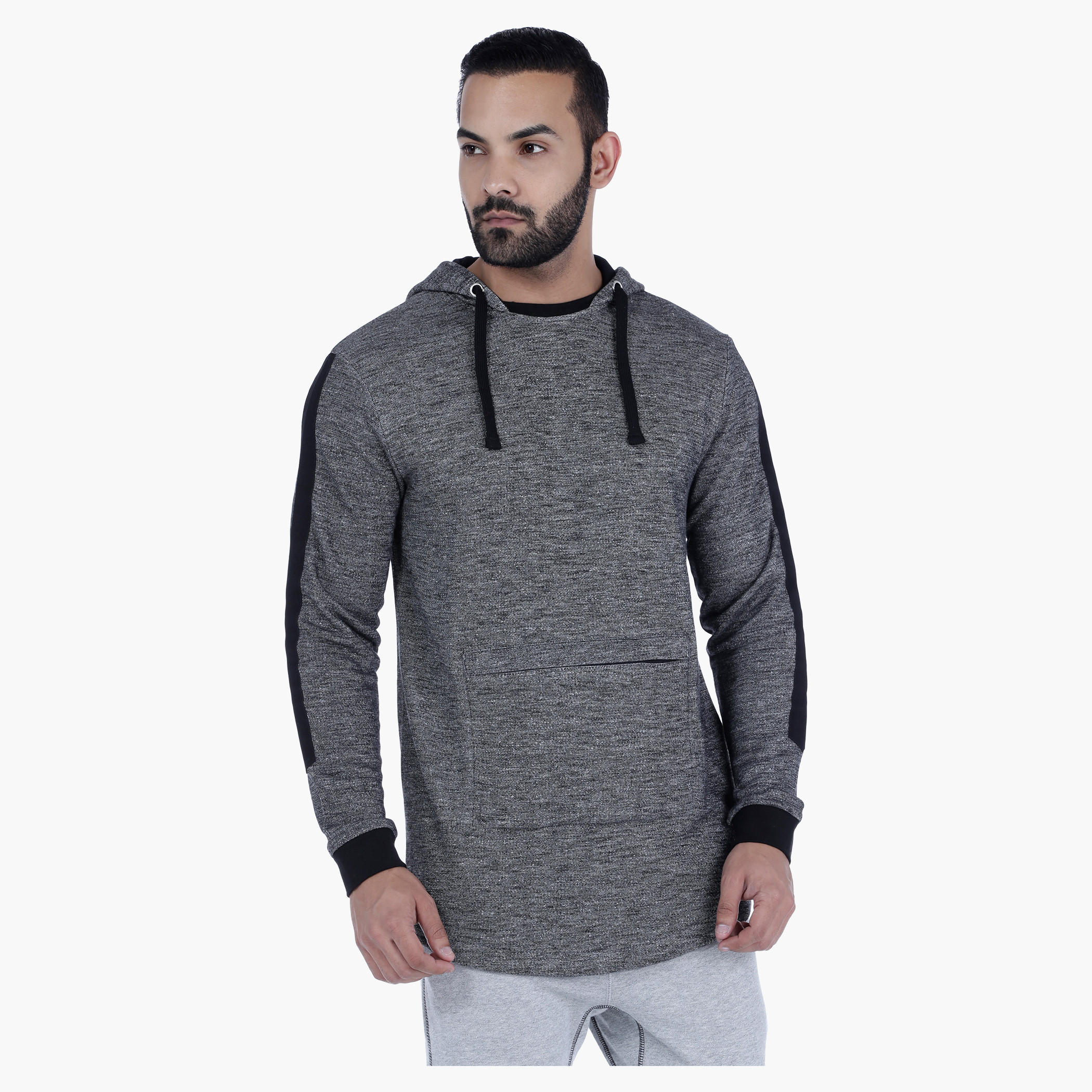 Hooded Sweatshirt with Long Sleeves-men-winterwear-hoodiesandsweatshirts-image-1