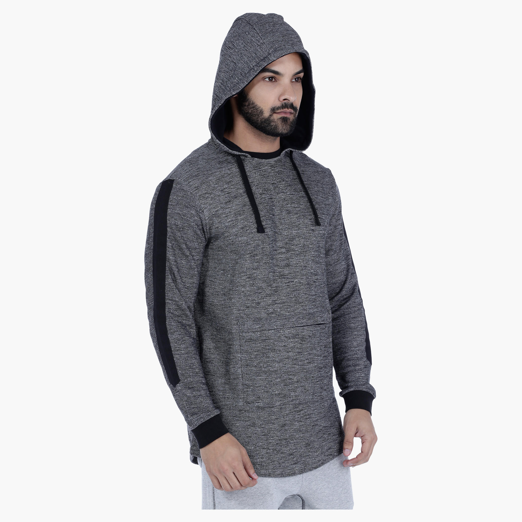 Hooded Sweatshirt with Long Sleeves-men-winterwear-hoodiesandsweatshirts-image-3