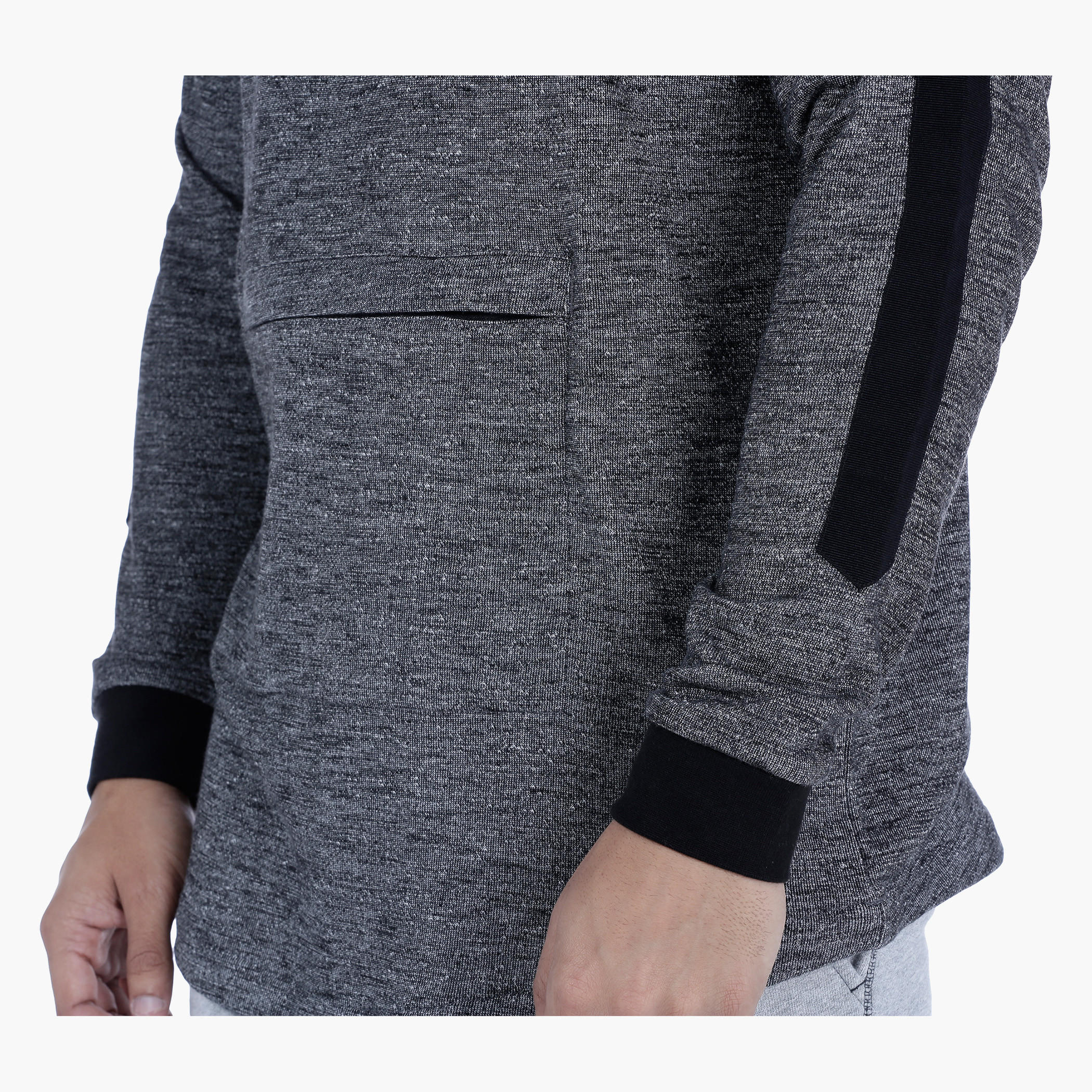 Hooded Sweatshirt with Long Sleeves-men-winterwear-hoodiesandsweatshirts-image-4