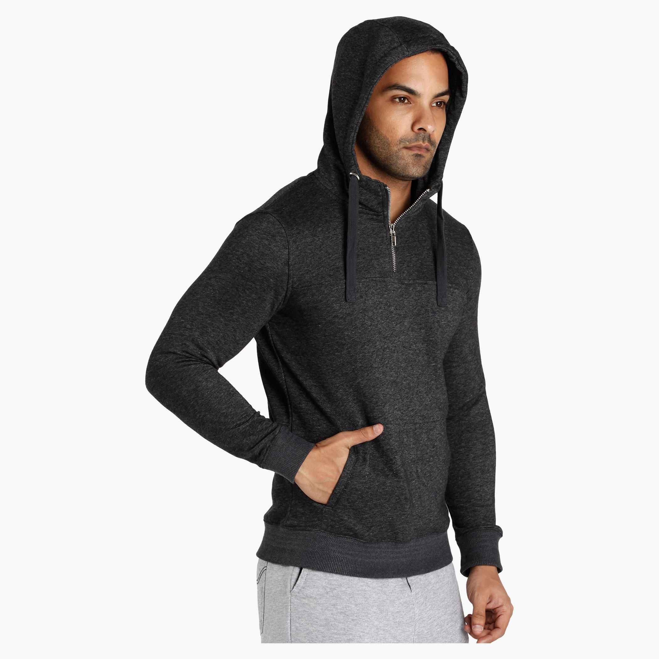 Hooded Long Sleeves Sweatshirt with Zip Detail-men-winterwear-hoodiesandsweatshirts-image-3