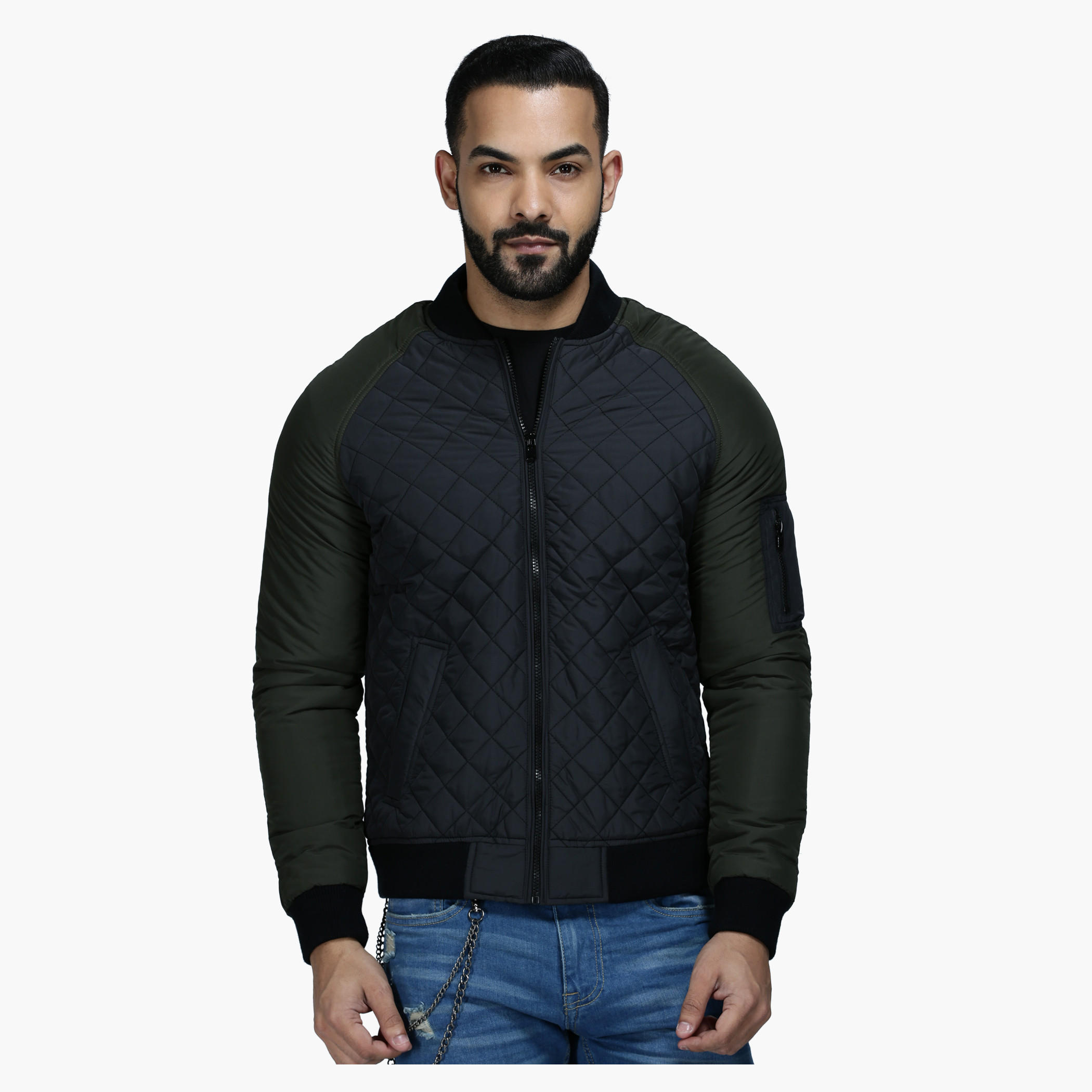 Quilted Polyester Jacket with Zip Detail and Long Sleeves in Regular Fit-men-clothing-jacketsandblazers-jackets-image-1