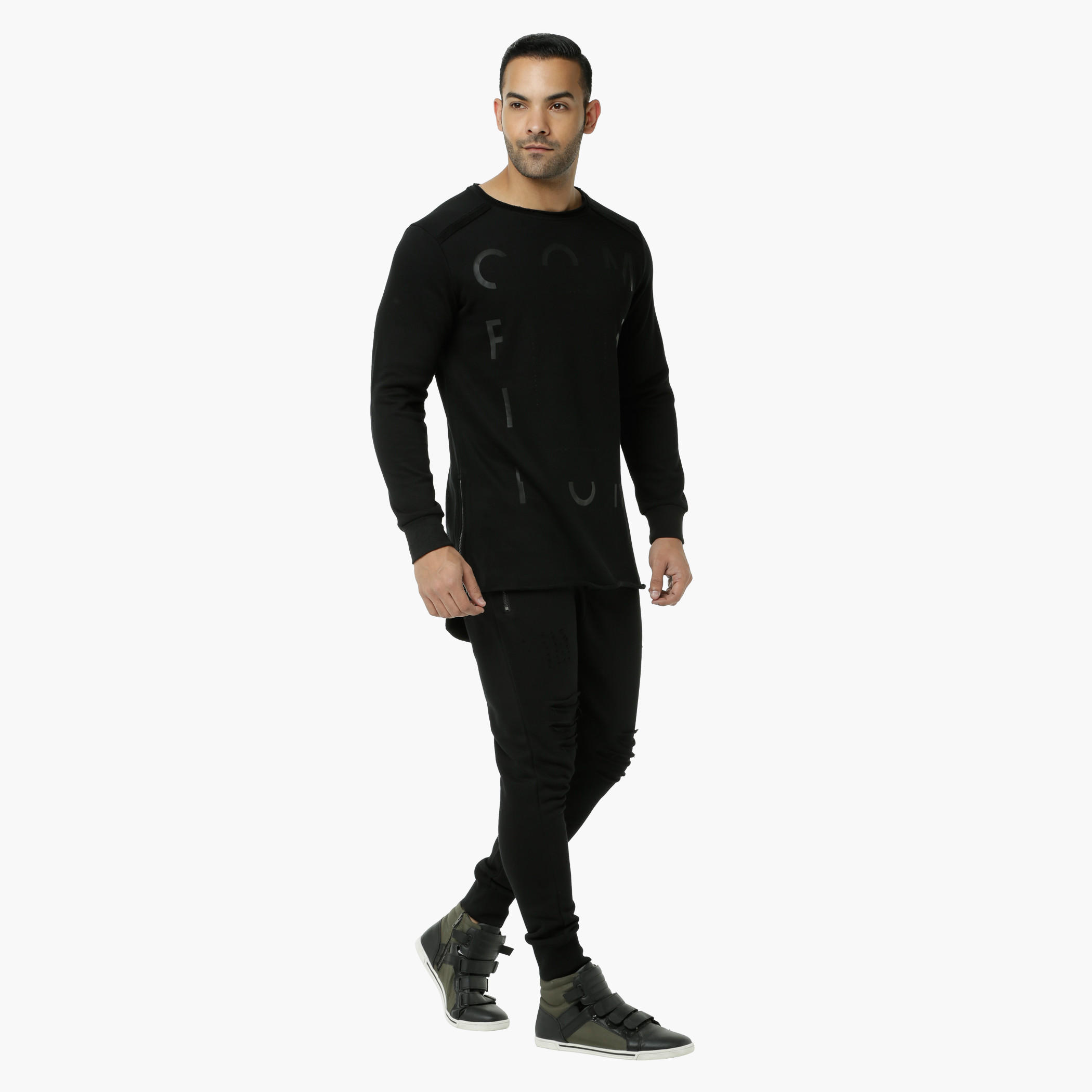 Knitted Jog Pants with Zip Pockets and Distressed Finish-men-clothing-bottoms-joggers-image-10