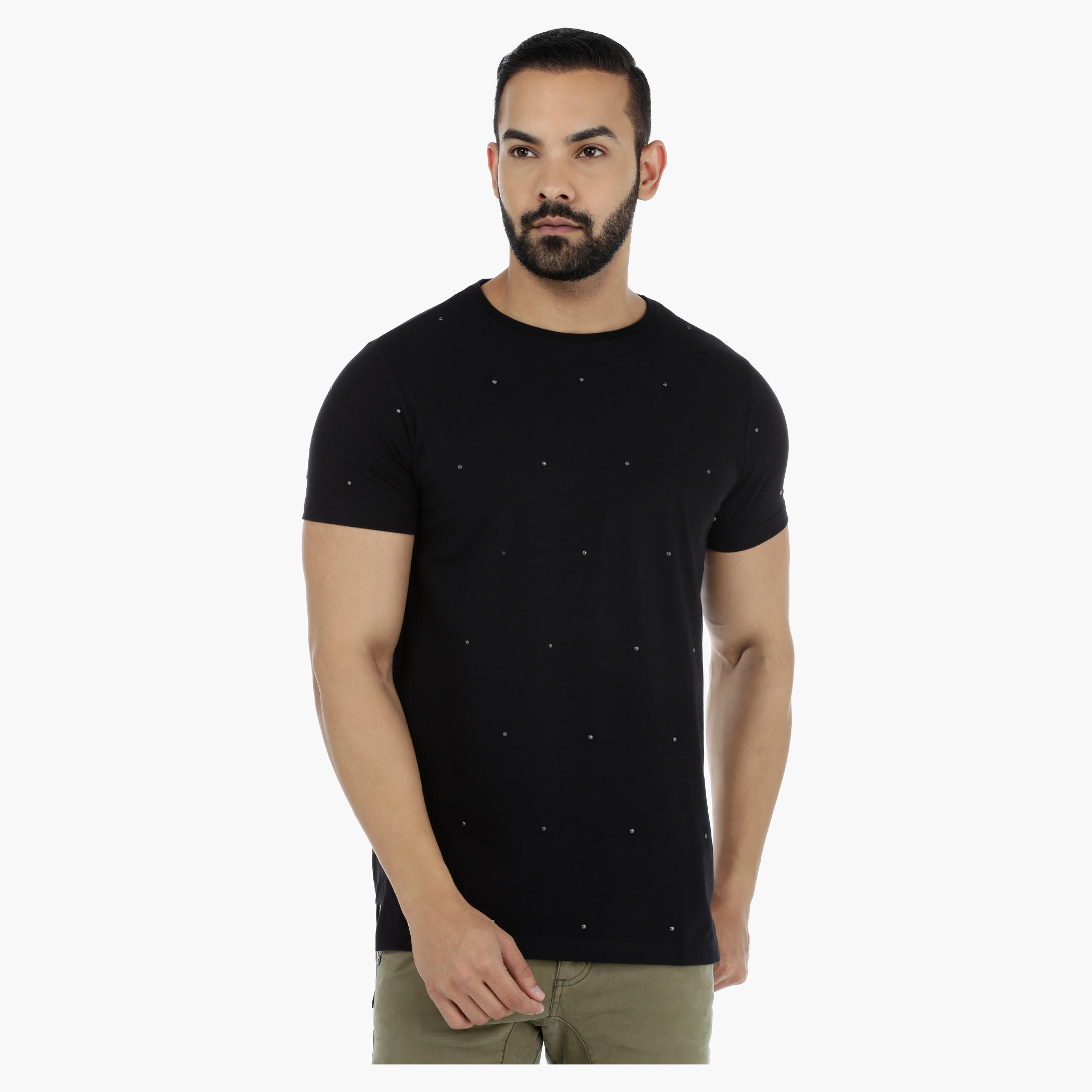 Embellished T-Shirt with Short Sleeves-men-clothing-tshirtsandpolos-tshirts-image-5
