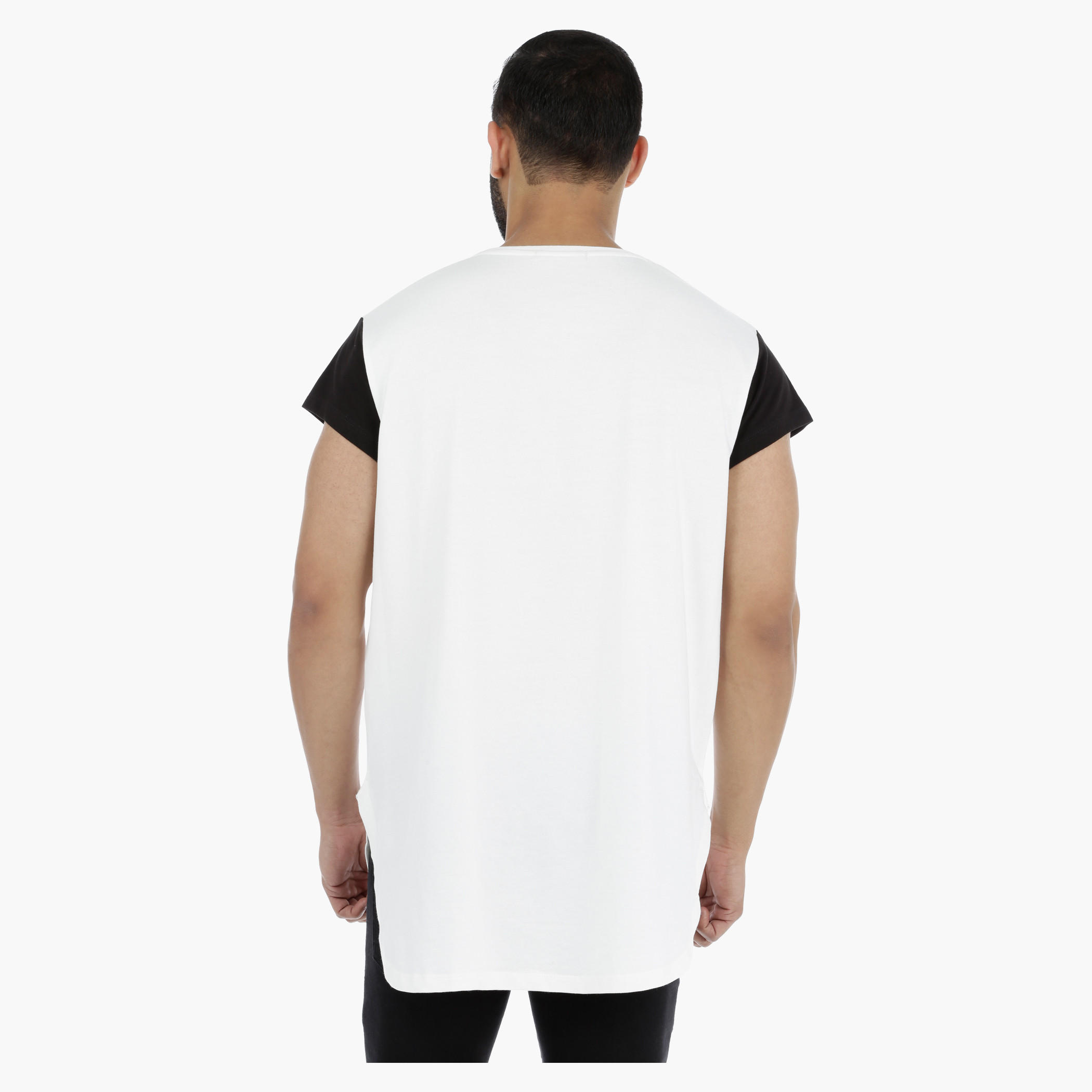 Printed T-Shirt with Contrast Sleeves-men-clothing-tshirtsandpolos-tshirts-image-2
