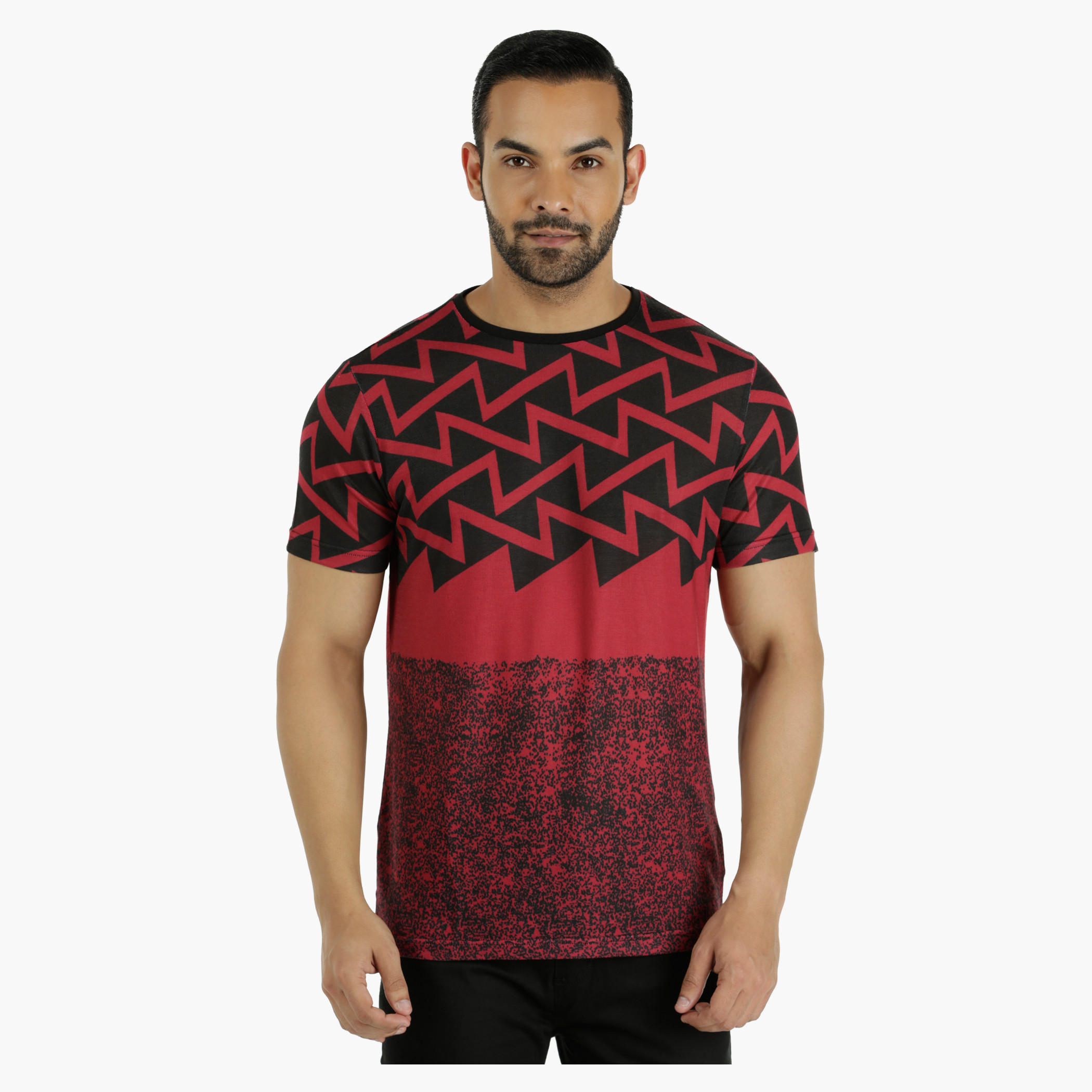 Cotton T-Shirt with Crew Neck and All Over Print in Regular Fit-men-clothing-tshirtsandpolos-tshirts-image-1