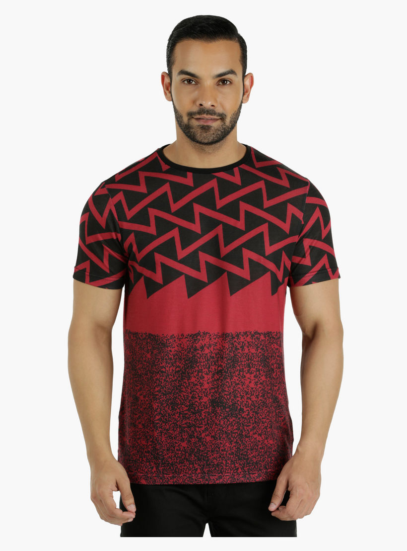 Cotton T-Shirt with Crew Neck and All Over Print in Regular Fit-men-clothing-tshirtsandpolos-tshirts-image-1