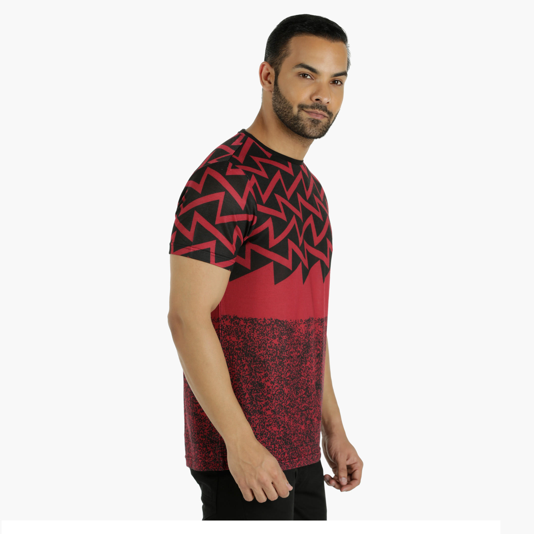 Cotton T-Shirt with Crew Neck and All Over Print in Regular Fit-men-clothing-tshirtsandpolos-tshirts-image-3