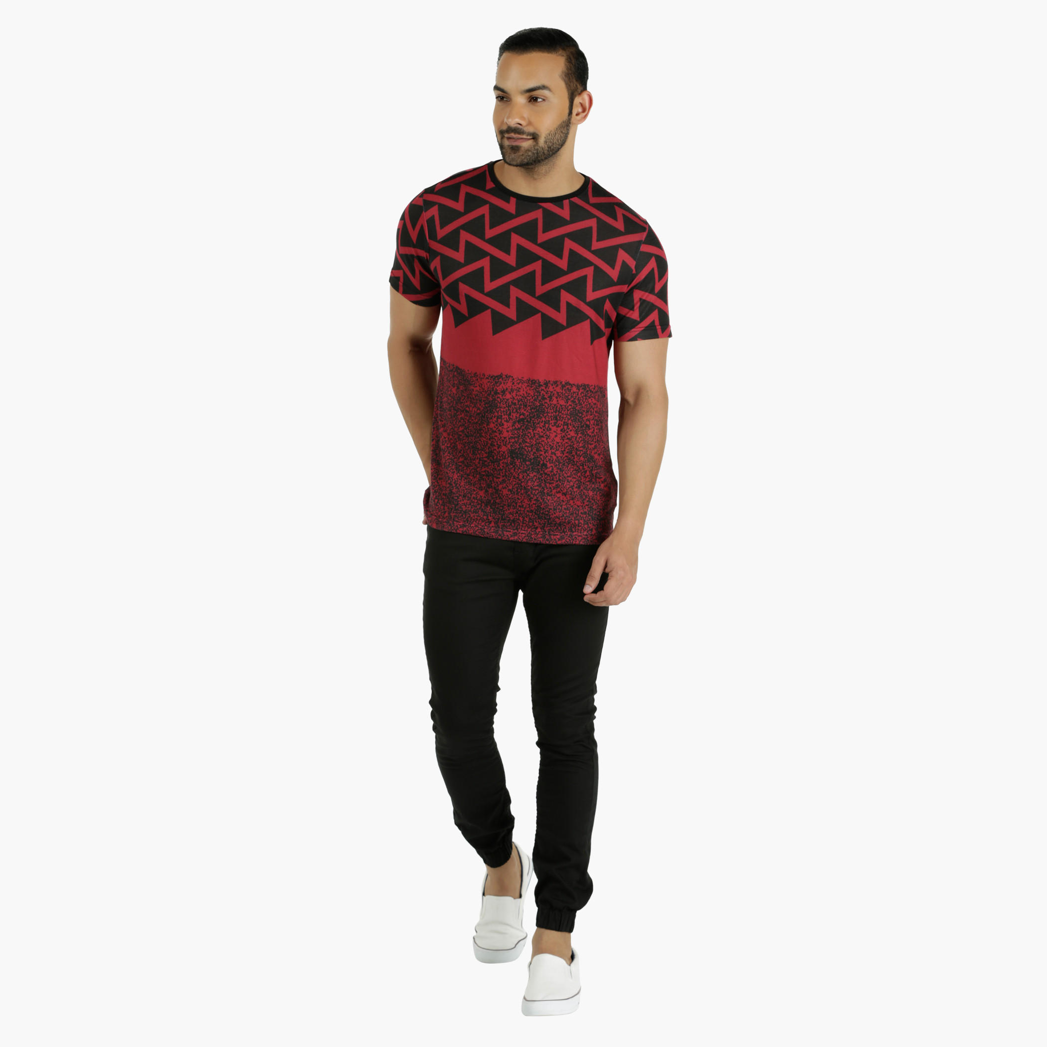Cotton T-Shirt with Crew Neck and All Over Print in Regular Fit-men-clothing-tshirtsandpolos-tshirts-image-5