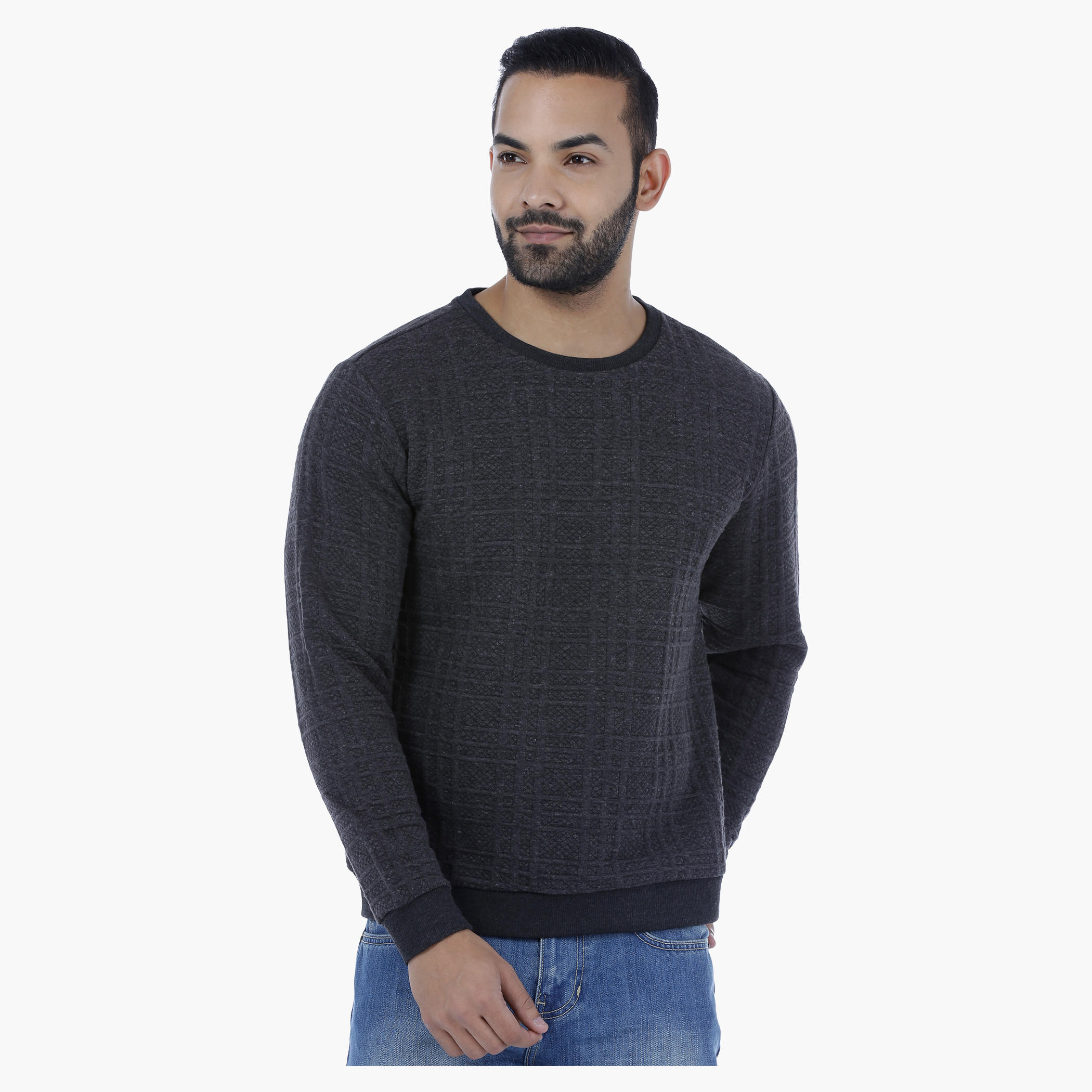 Round Neck Textured Sweatshirt-men-winterwear-hoodiesandsweatshirts-image-1
