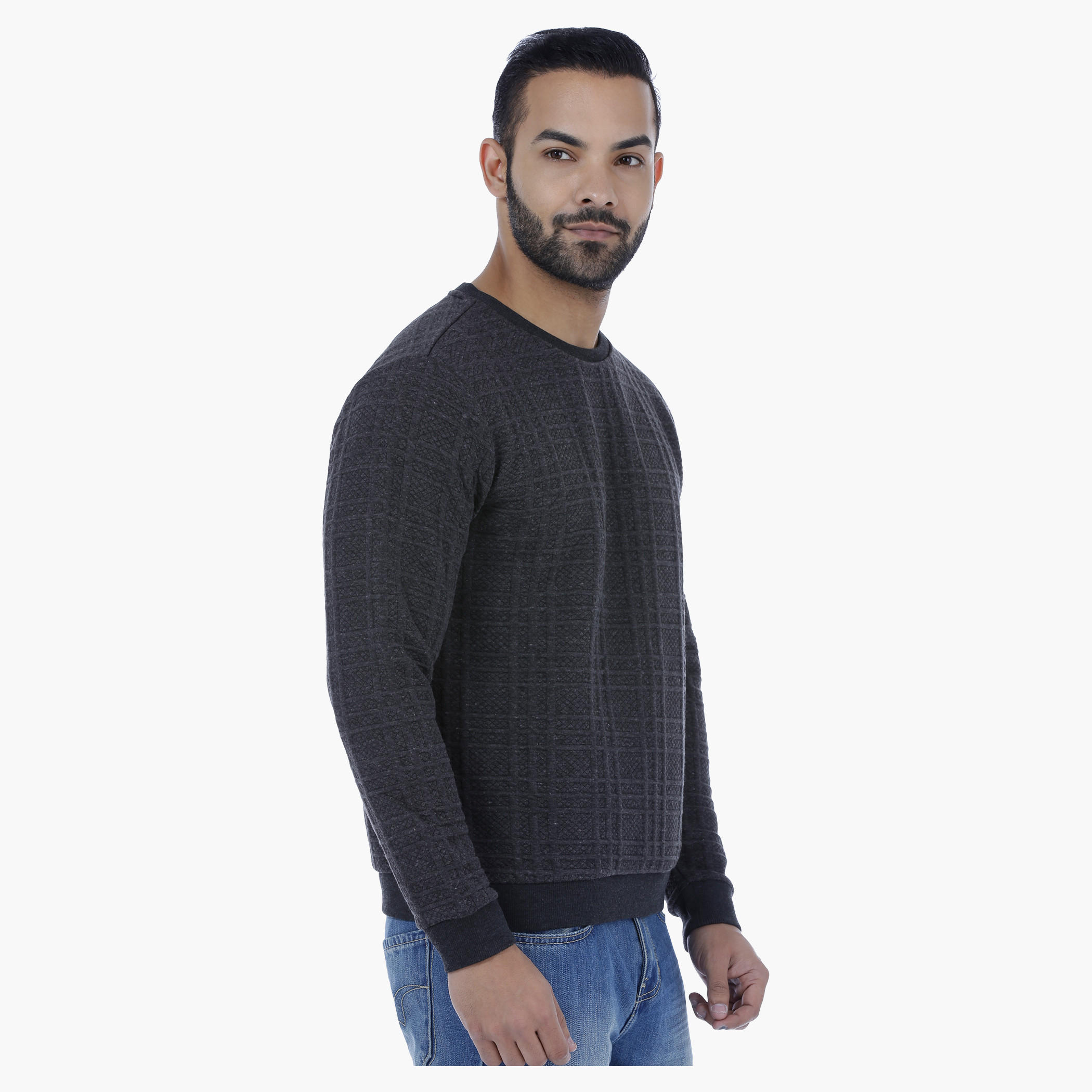 Round Neck Textured Sweatshirt-men-winterwear-hoodiesandsweatshirts-image-3