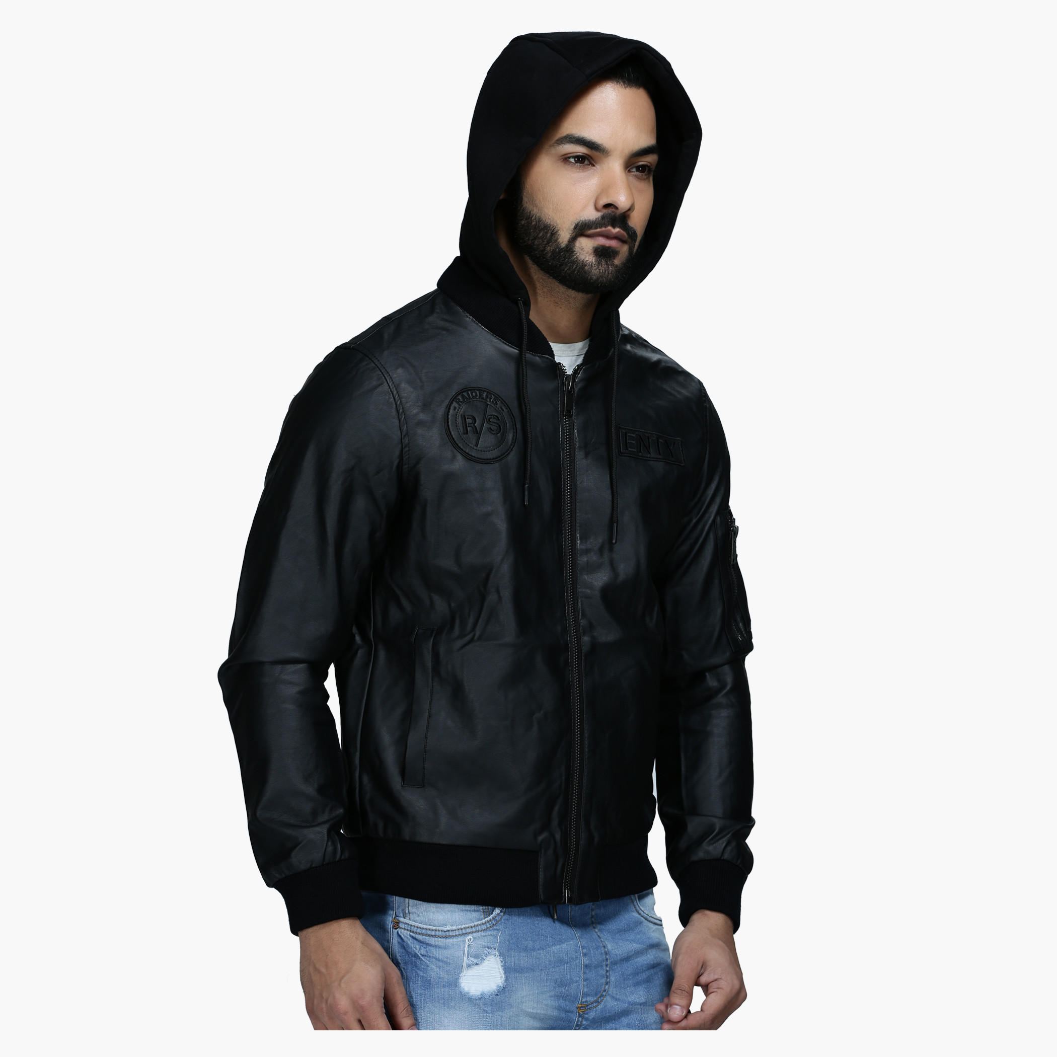 Casual Hooded Jacket with Badge Detail and Long Sleeves-men-clothing-jacketsandblazers-jackets-image-3
