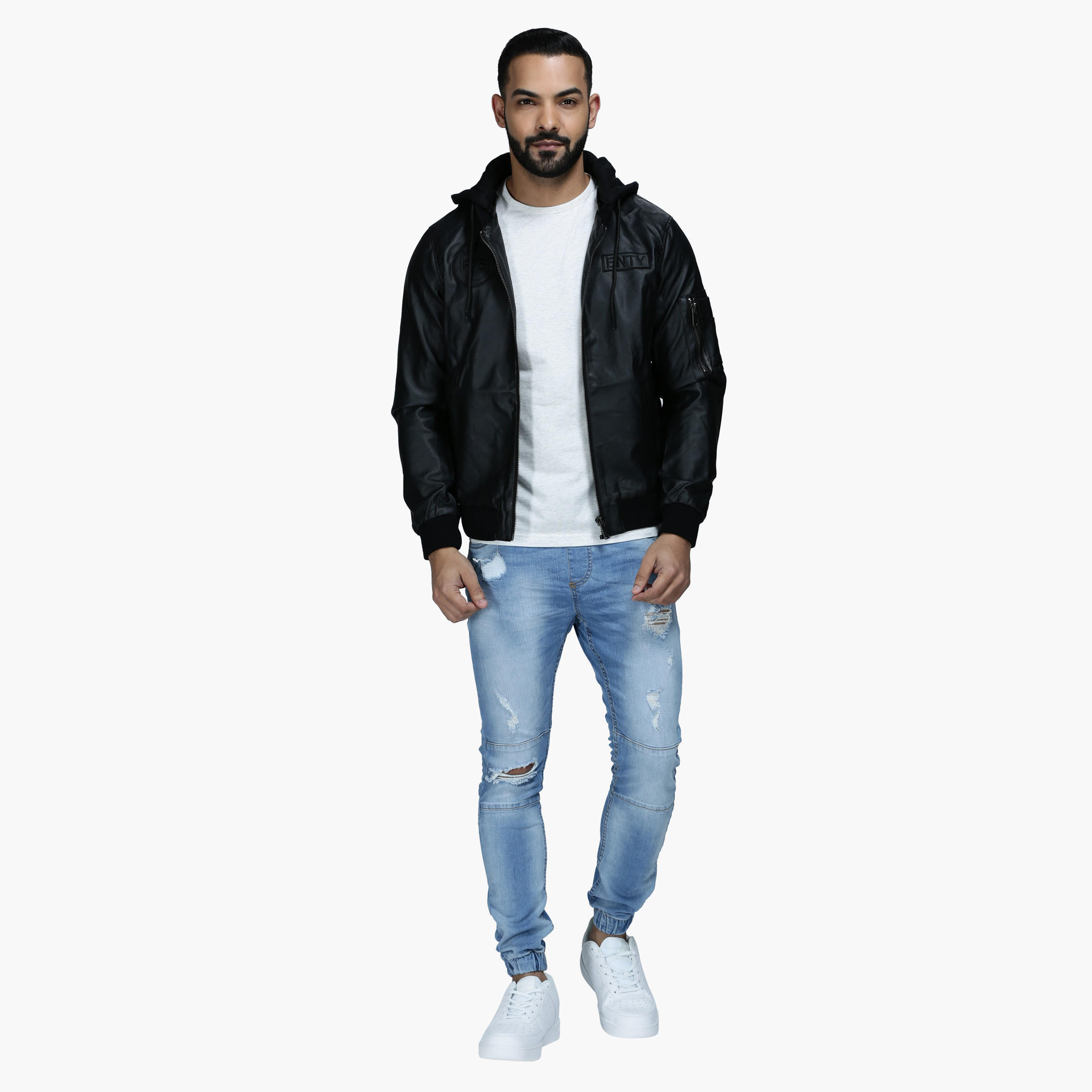 Casual Hooded Jacket with Badge Detail and Long Sleeves-men-clothing-jacketsandblazers-jackets-image-5