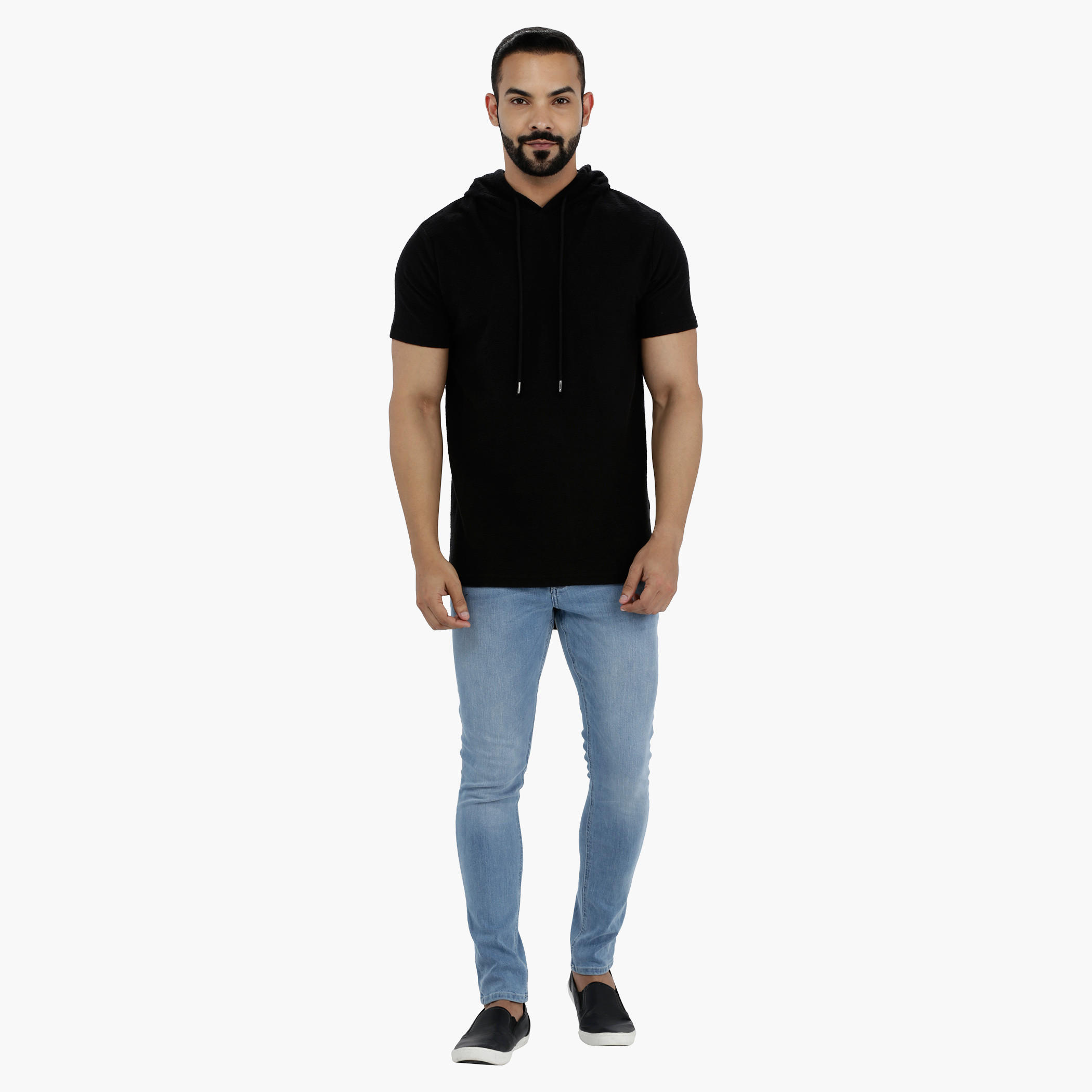 Short Sleeves Longline T-Shirt with Hood-men-winterwear-hoodiesandsweatshirts-image-5