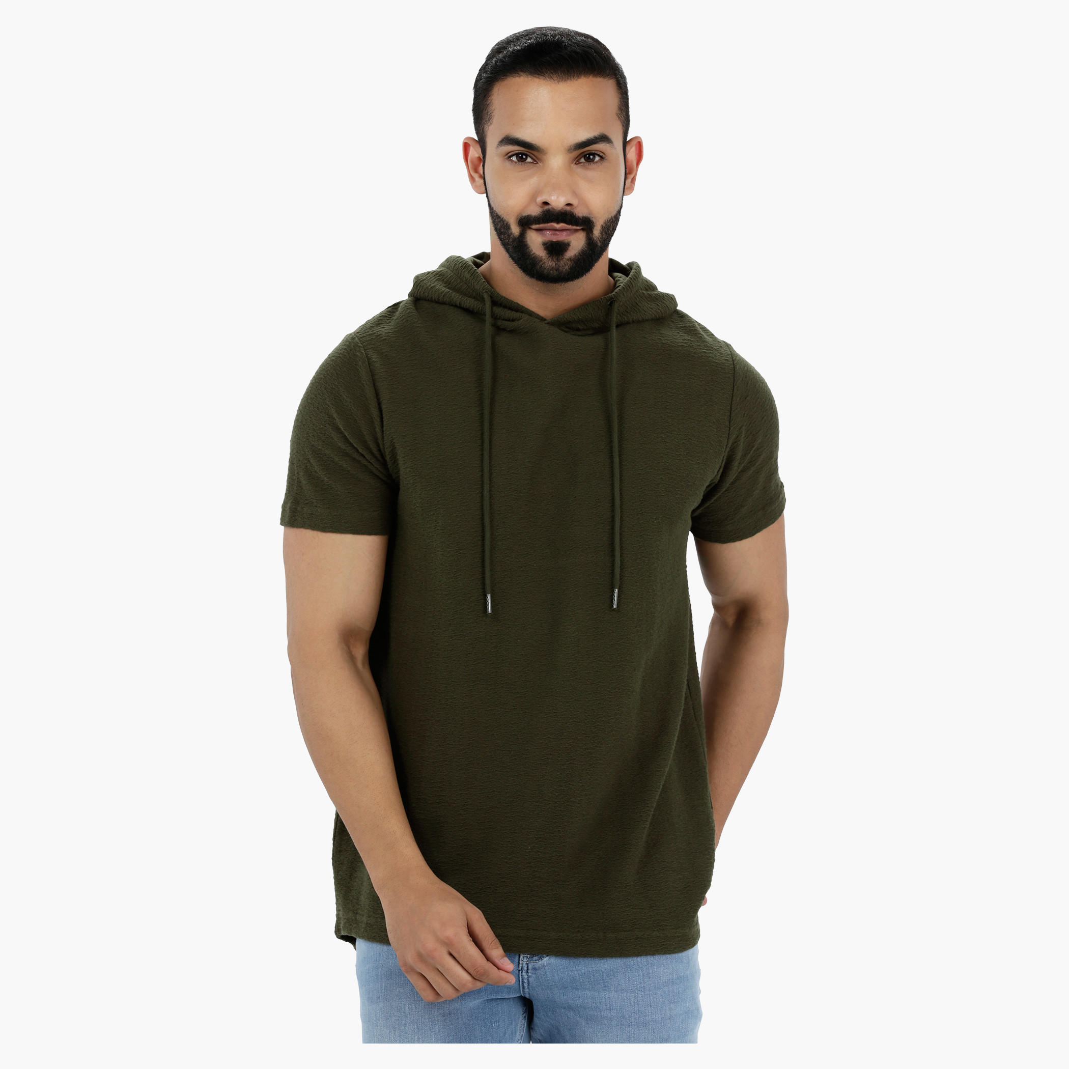 Short Sleeves Longline T-Shirt with Hood-men-winterwear-hoodiesandsweatshirts-image-6