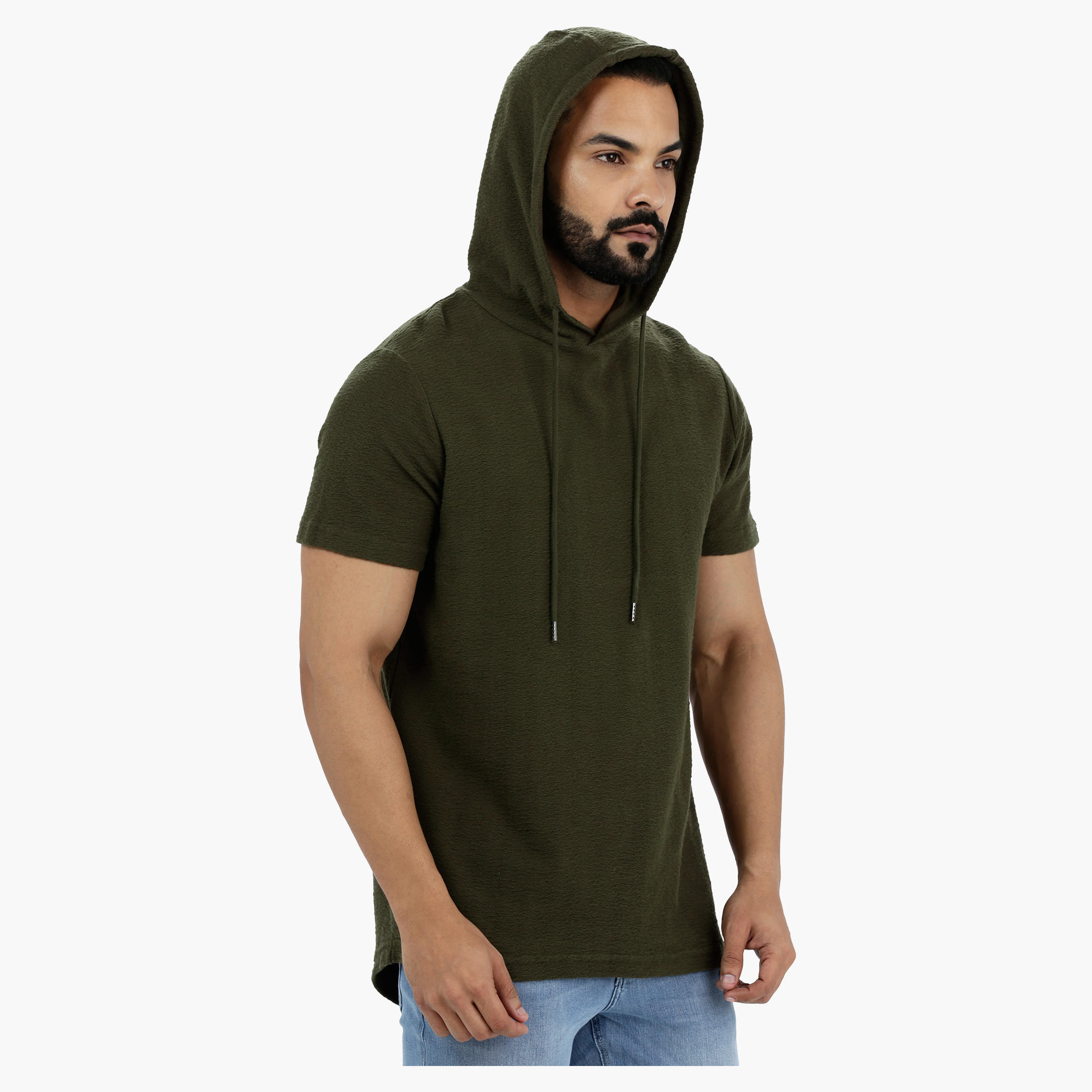 Short Sleeves Longline T-Shirt with Hood-men-winterwear-hoodiesandsweatshirts-image-8